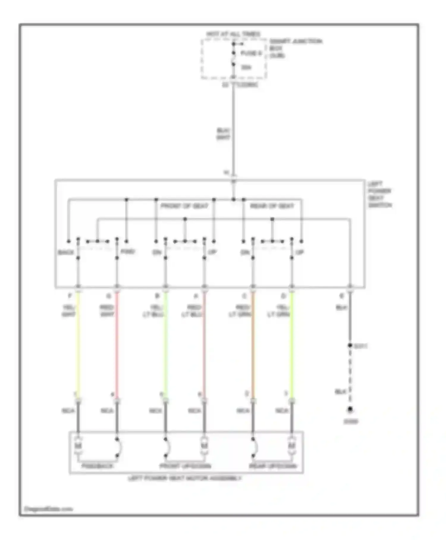 Escape Ford I facelift (2004-2007): Driver power seat circuit, hybrid