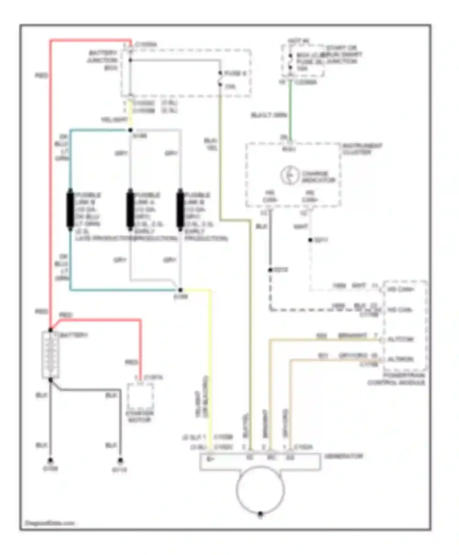 Escape Ford I facelift (2004-2007): Charging circuit