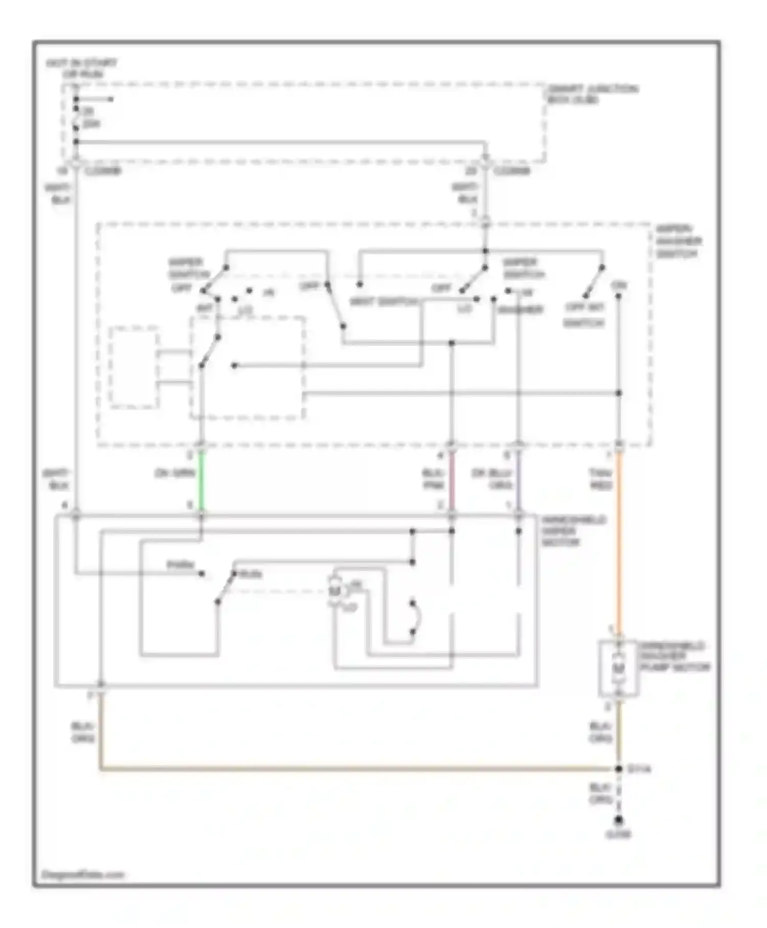 Escape Ford I facelift (2004-2007): Front wiper/washer circuit, except hybrid