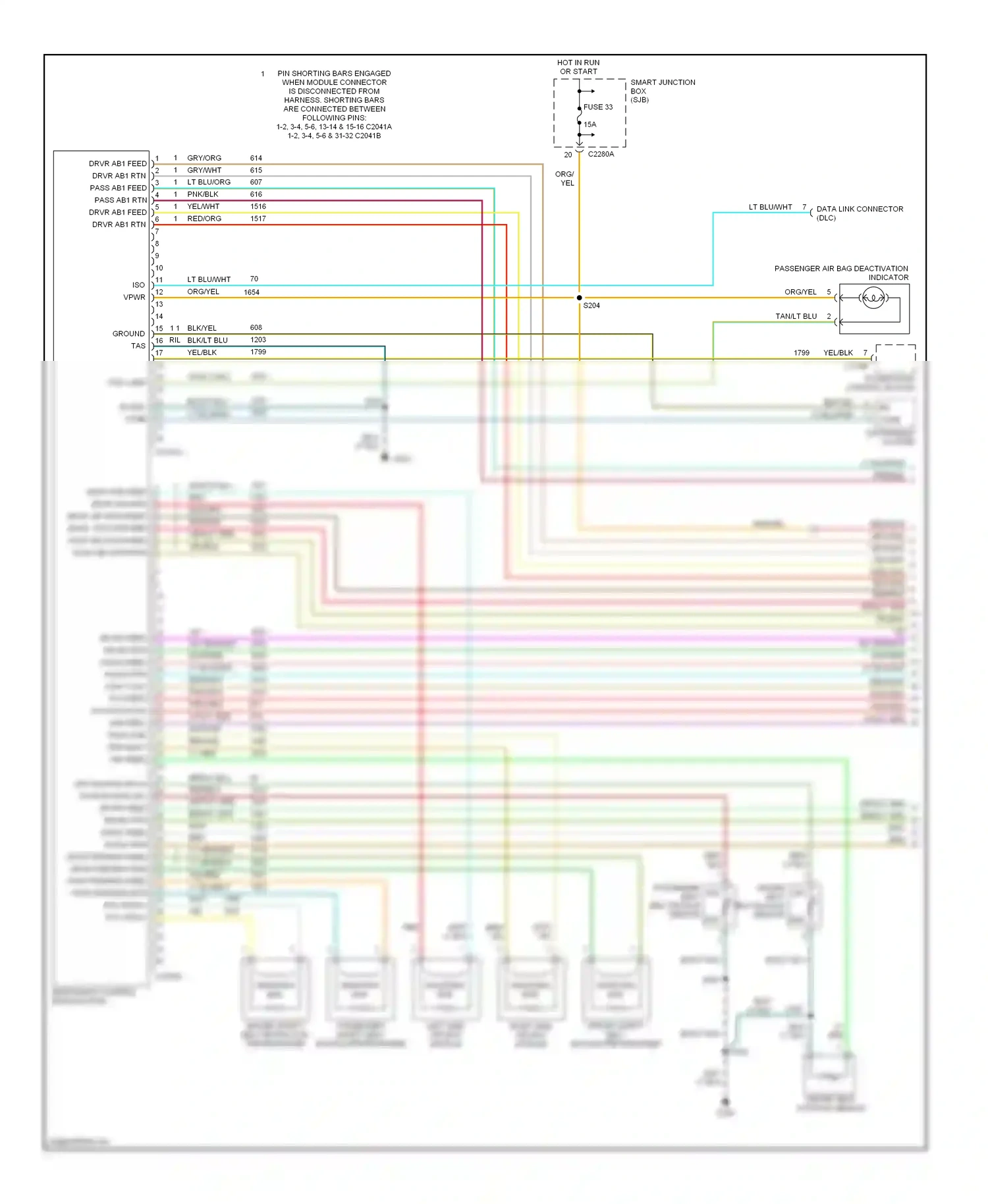 Ford Escape I facelift (2004-2007) restraints control module (rcm) wiring diagram  (4 of 5)