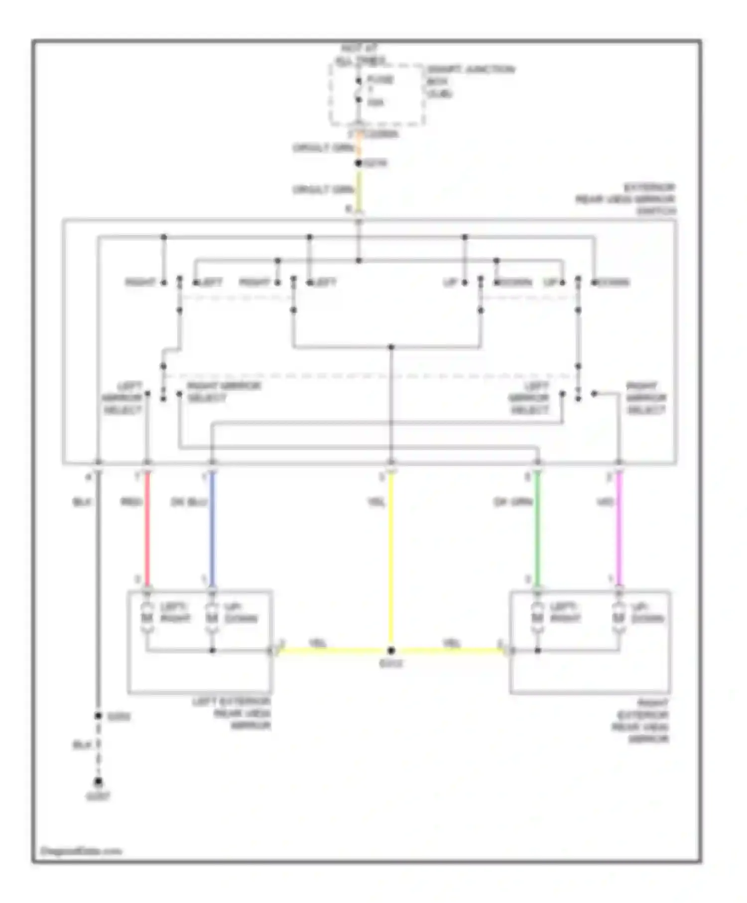 Wiring diagram right mirror select for Ford Escape I facelift (2004-2007) (2 of 2)