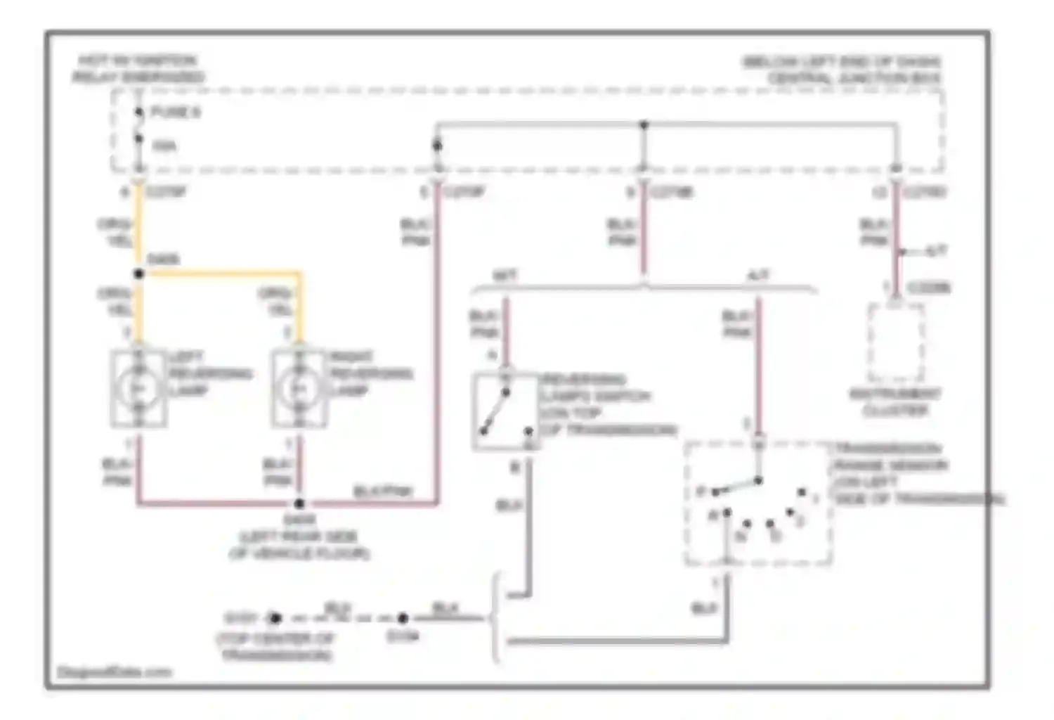 Escape Ford I (2000-2004): Back-up lamps circuit
