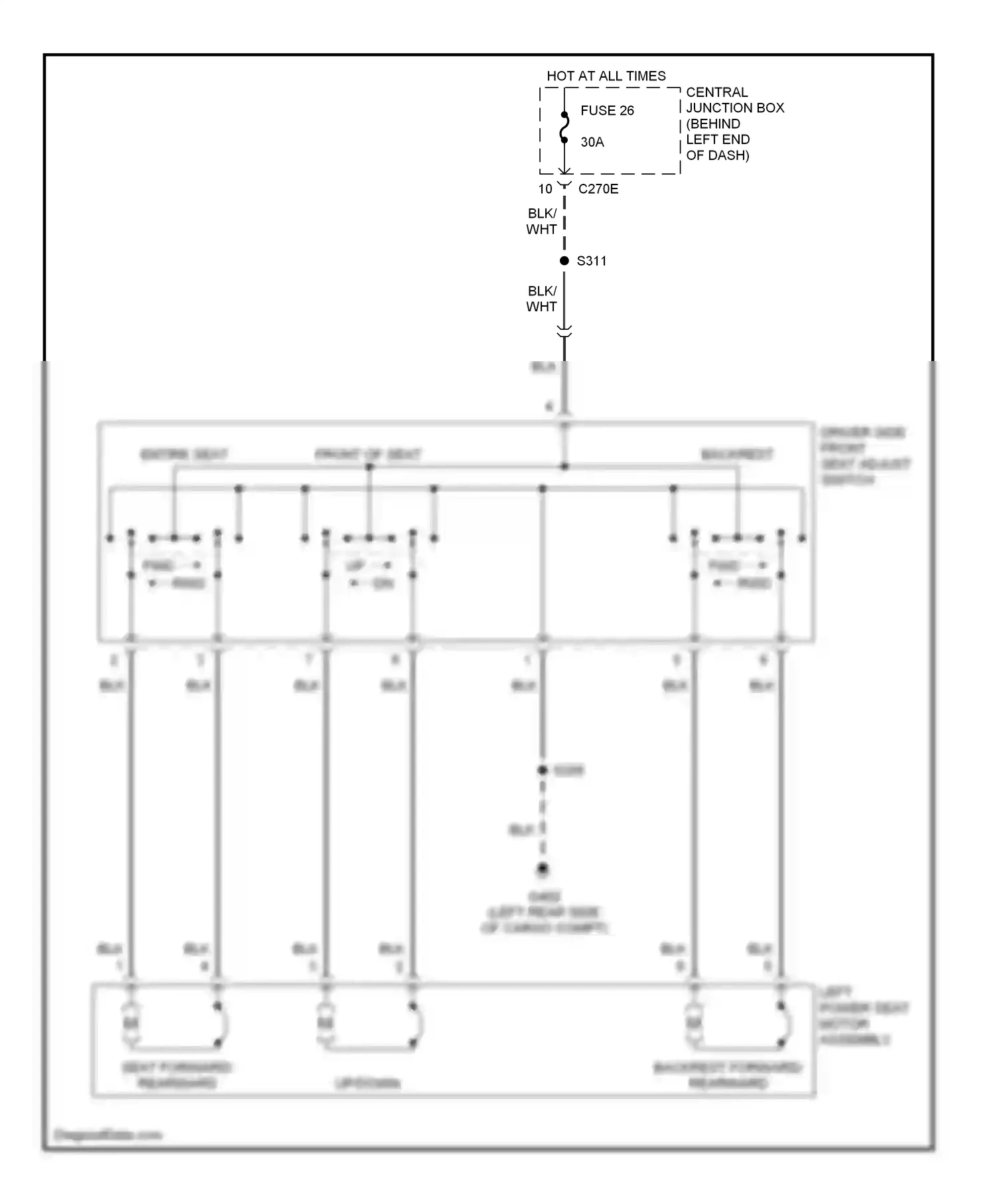 Ford Escape I (2000-2004) backrest wiring diagram  (1 of 1)