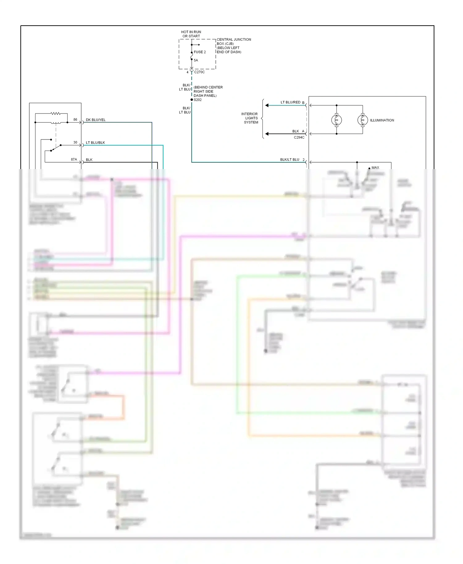 Ford Escape I (2000-2004) (behind right side dash panel) wiring diagram  (2 of 4)