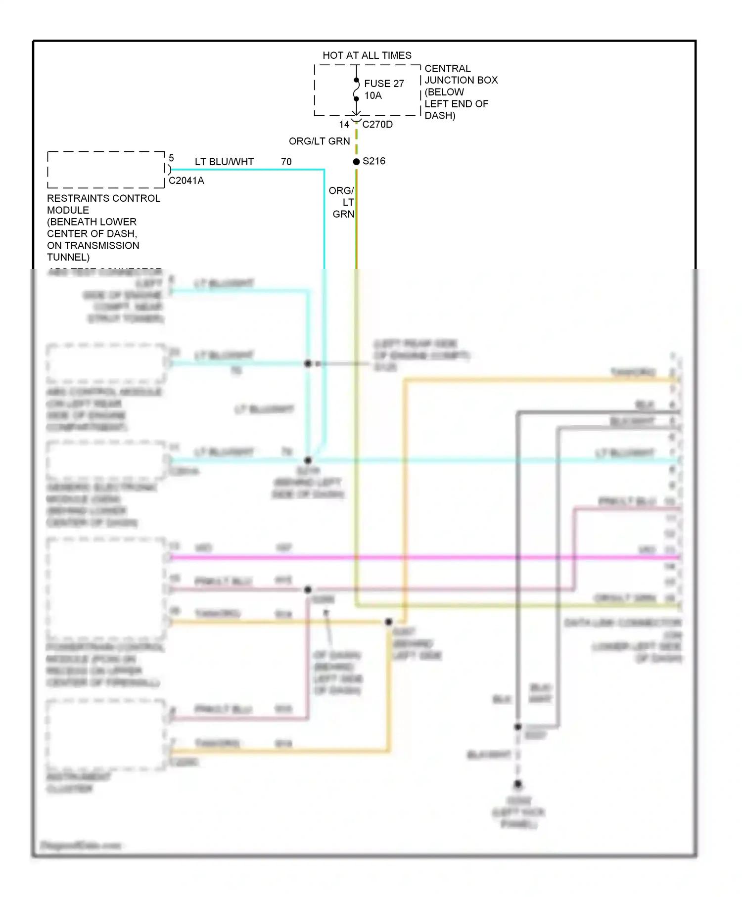 Ford Escape I (2000-2004) (left kick panel) wiring diagram  (1 of 14)
