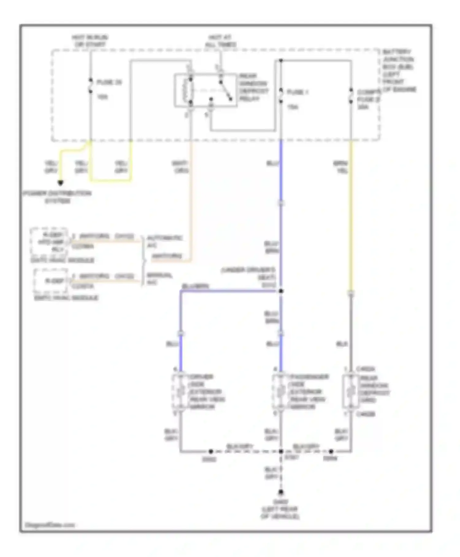 Escape Ford II (2007-2012): Defoggers circuit, except hybrid