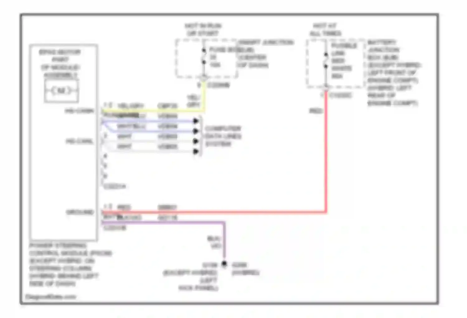Escape Ford II (2007-2012): Electronic power steering circuit