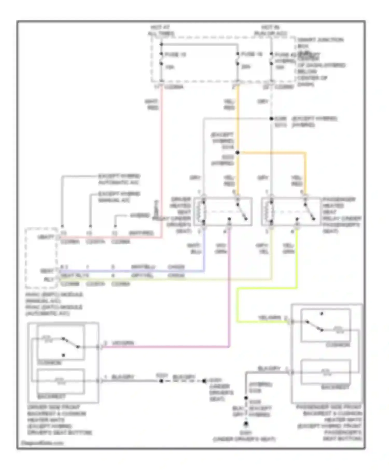 Escape Ford II (2007-2012): Heated seats circuit