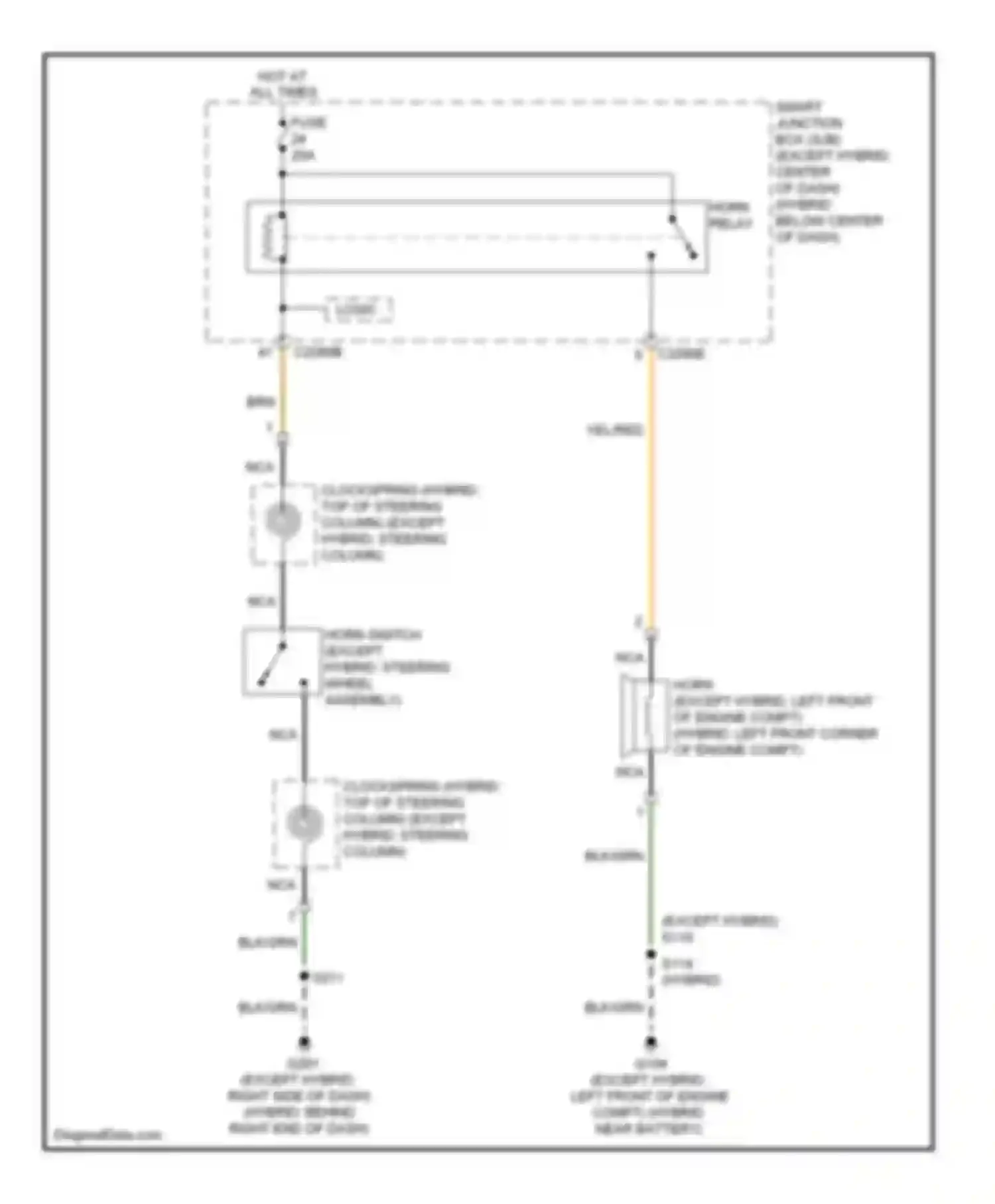 Wiring diagram hot at all times for Ford Escape II (2007-2012) (39 of 74)