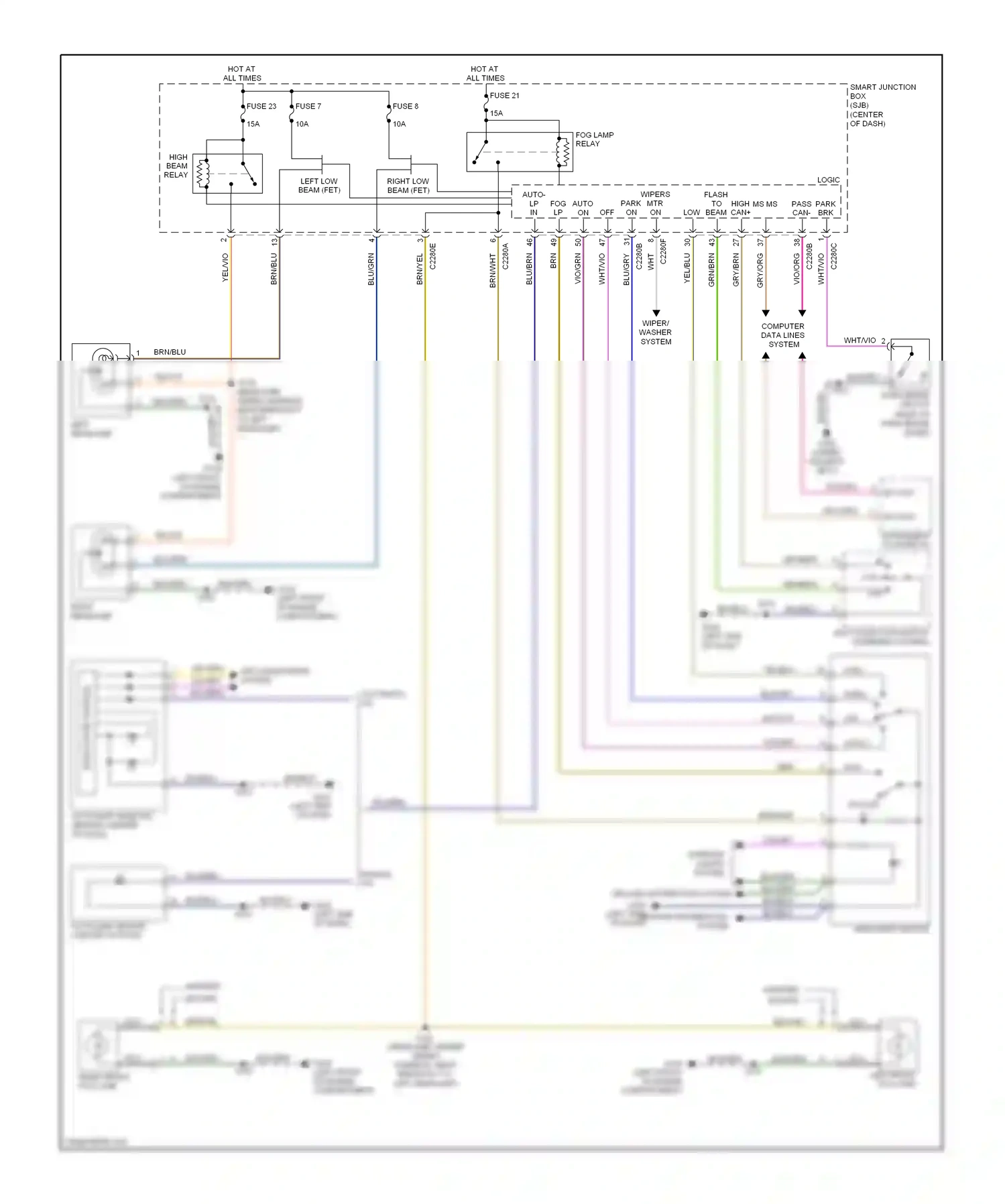 Ford Escape II (2007-2012) multi-function switch (steering column) wiring diagram  (1 of 1)