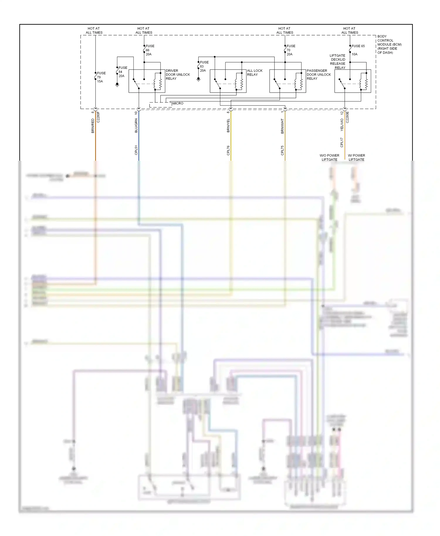 Ford Escape III (2012-2015) master window control switch (w/ door modules) wiring diagram  (1 of 4)