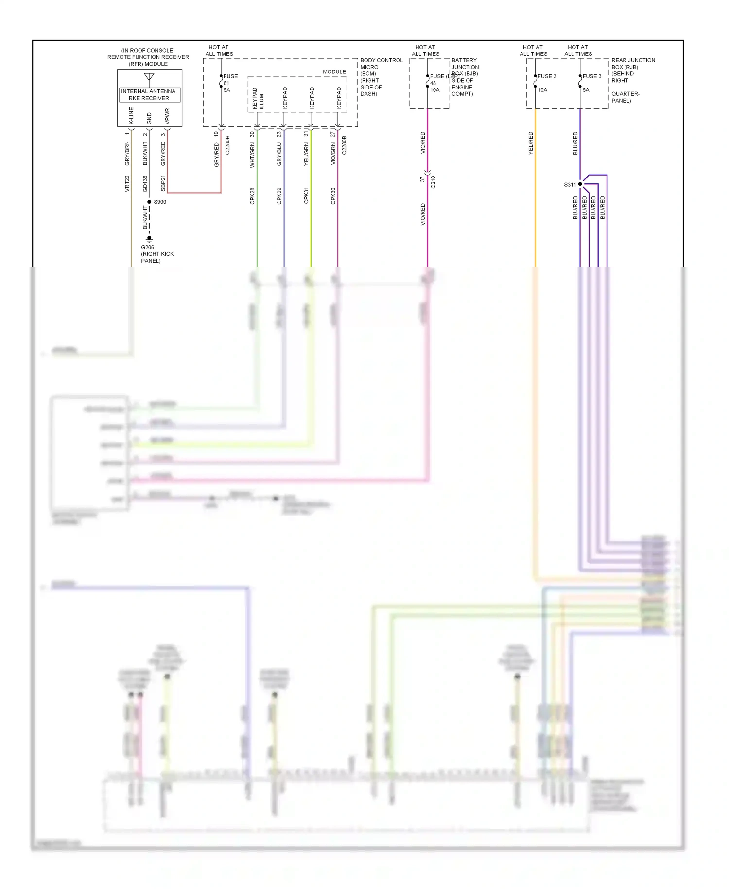 Ford Escape III (2012-2015) remote function actuator (rfa) module wiring diagram  (1 of 3)