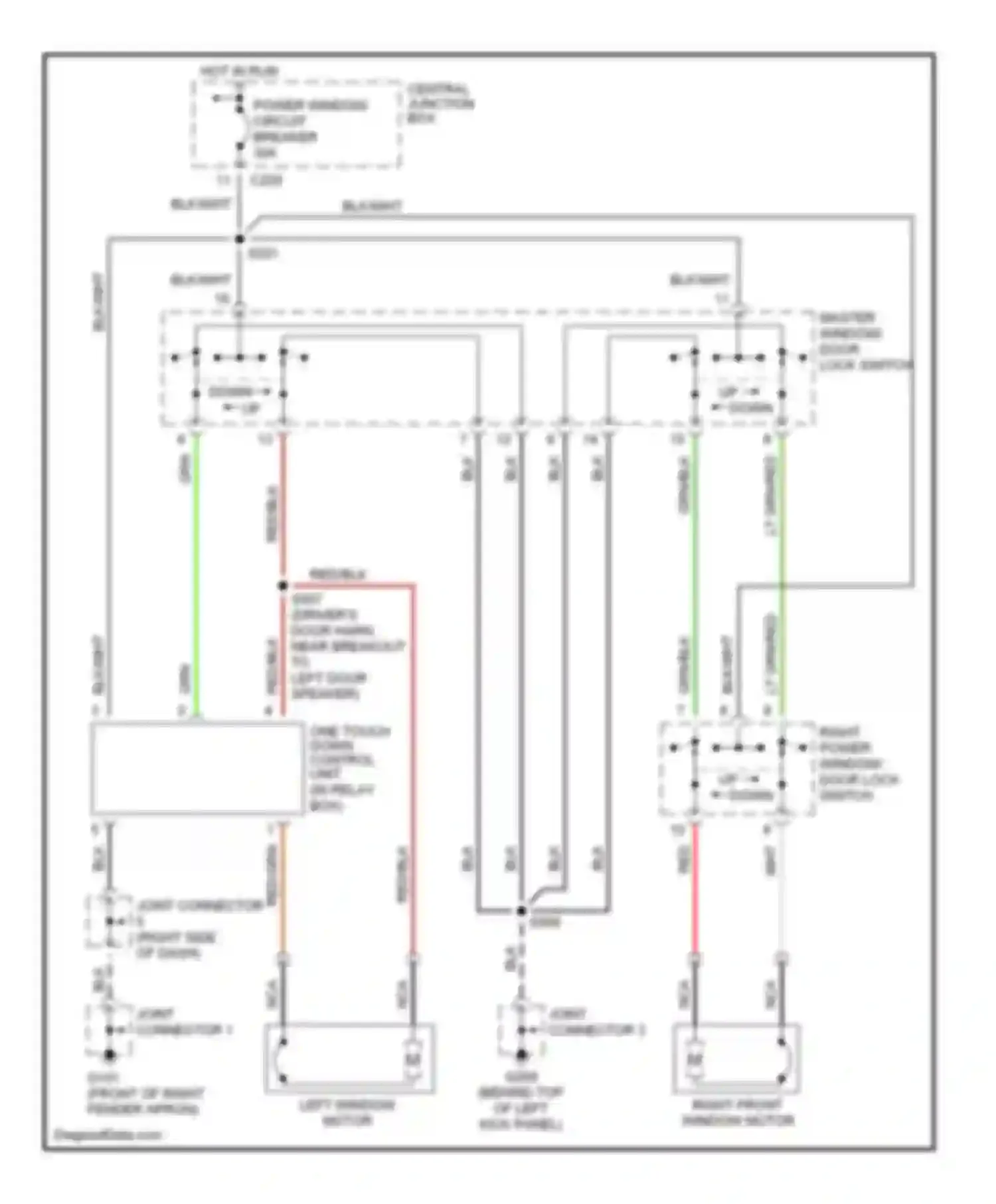 Escort ZX2 Ford  (1998-1999): Power window circuit