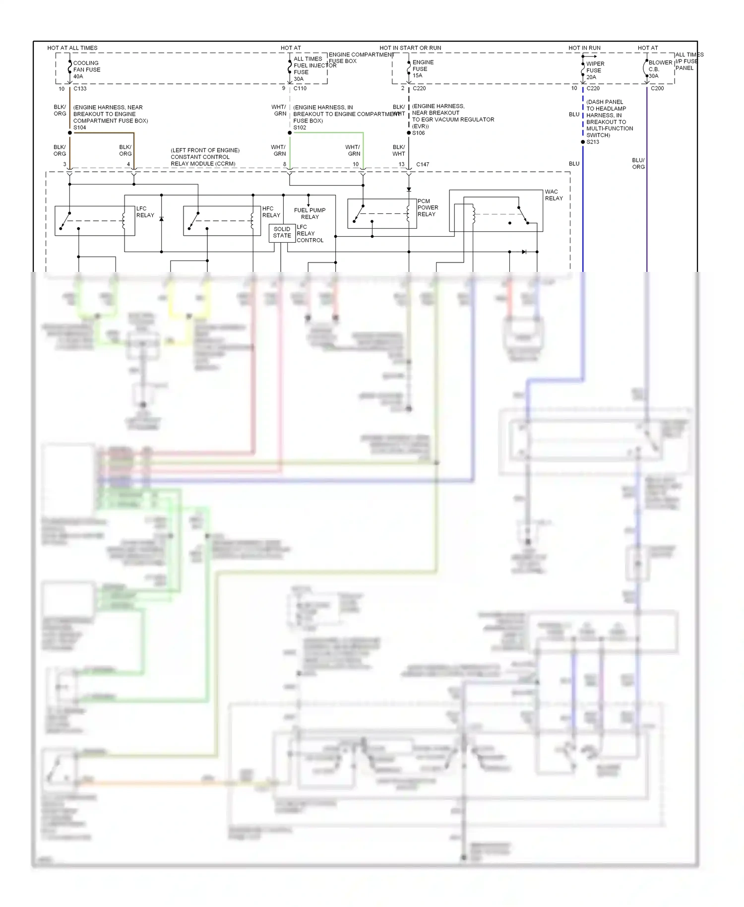 Ford Escort ZX2  (1998-1999) function selector switch wiring diagram  (1 of 1)