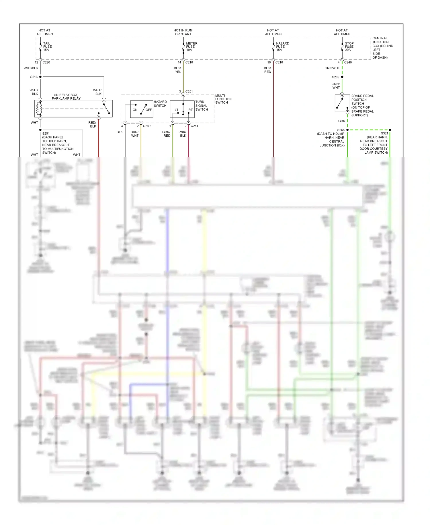Ford Escort ZX2  (1998-1999) multi- function switch park wiring diagram  (1 of 1)