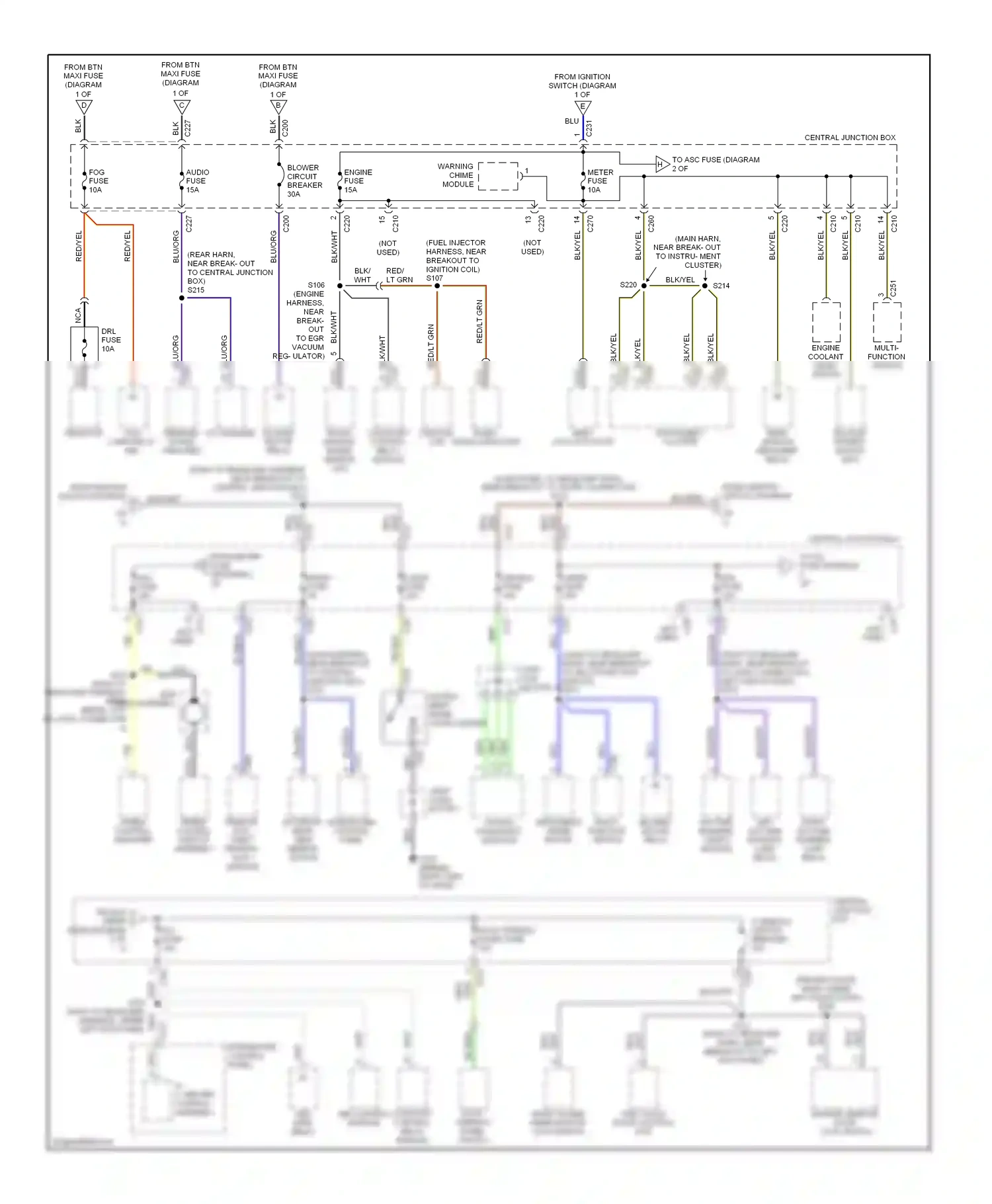 Ford Escort ZX2  (1998-1999) multi- function switch wiring diagram  (8 of 10)