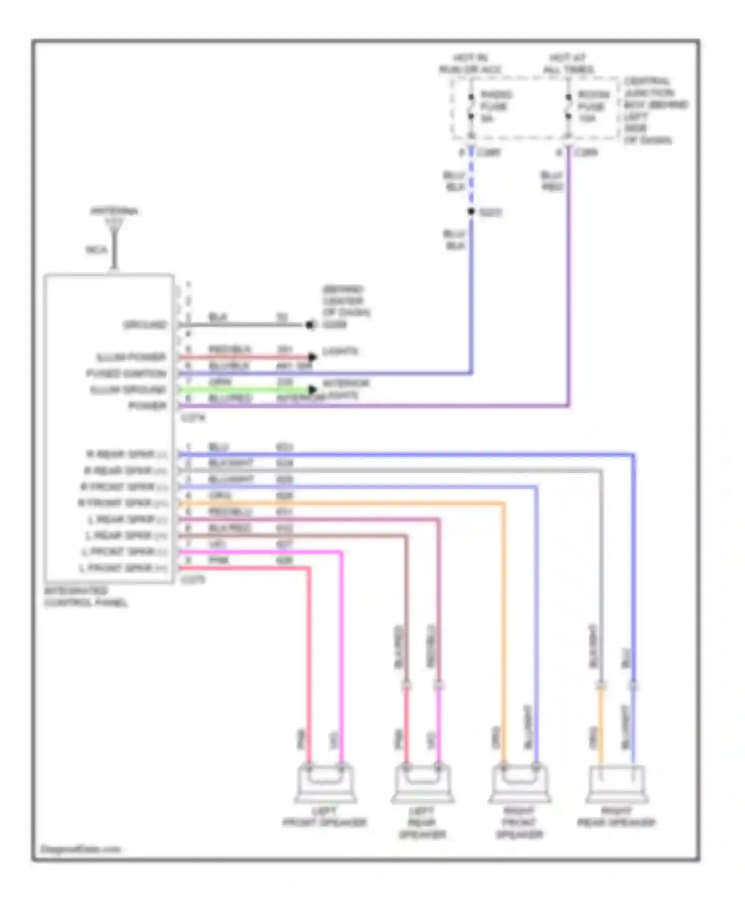 Escort Ford V facelift 2 (1995-2002): Radio circuits, without amplifier