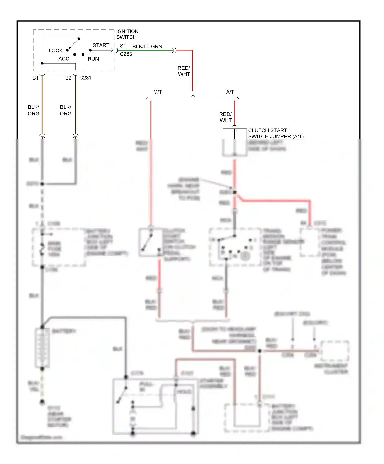 Ford Escort V facelift 2 (1995-2002) ignition switch wiring diagram  (2 of 2)