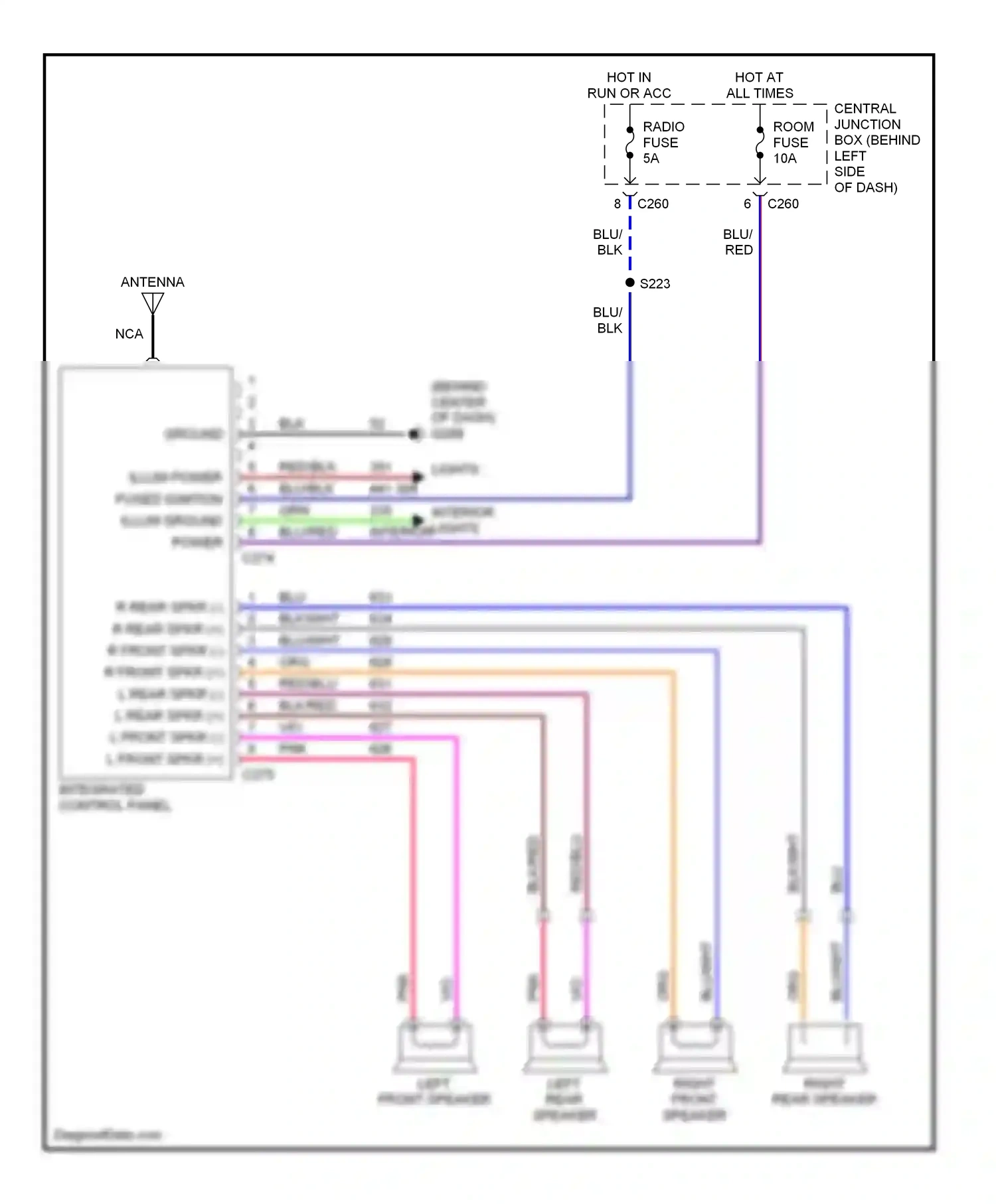Ford Escort V facelift 2 (1995-2002) integrated control panel wiring diagram  (6 of 6)