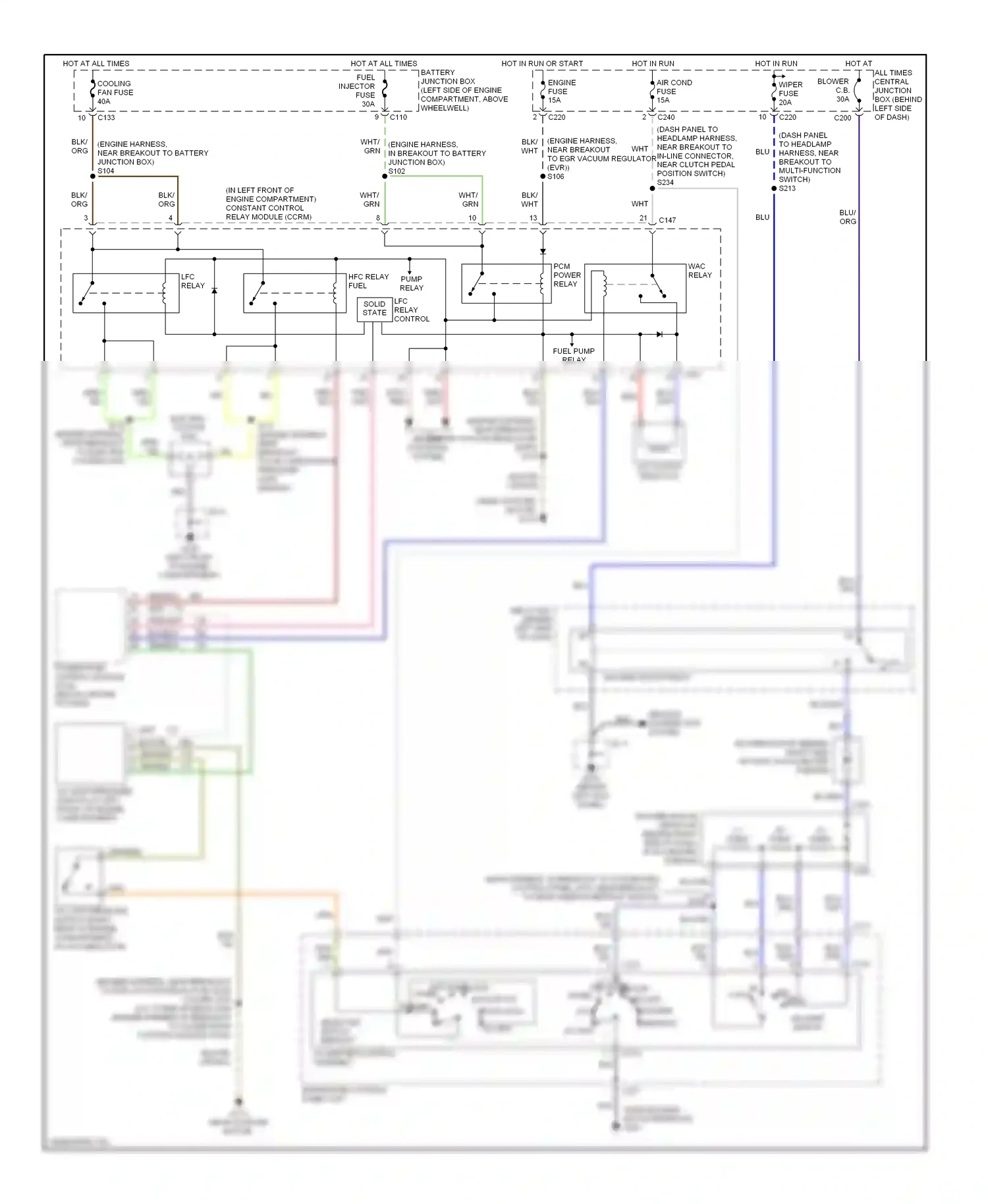 Ford Escort V facelift 2 (1995-2002) lfc relay control solid state wiring diagram  (1 of 1)