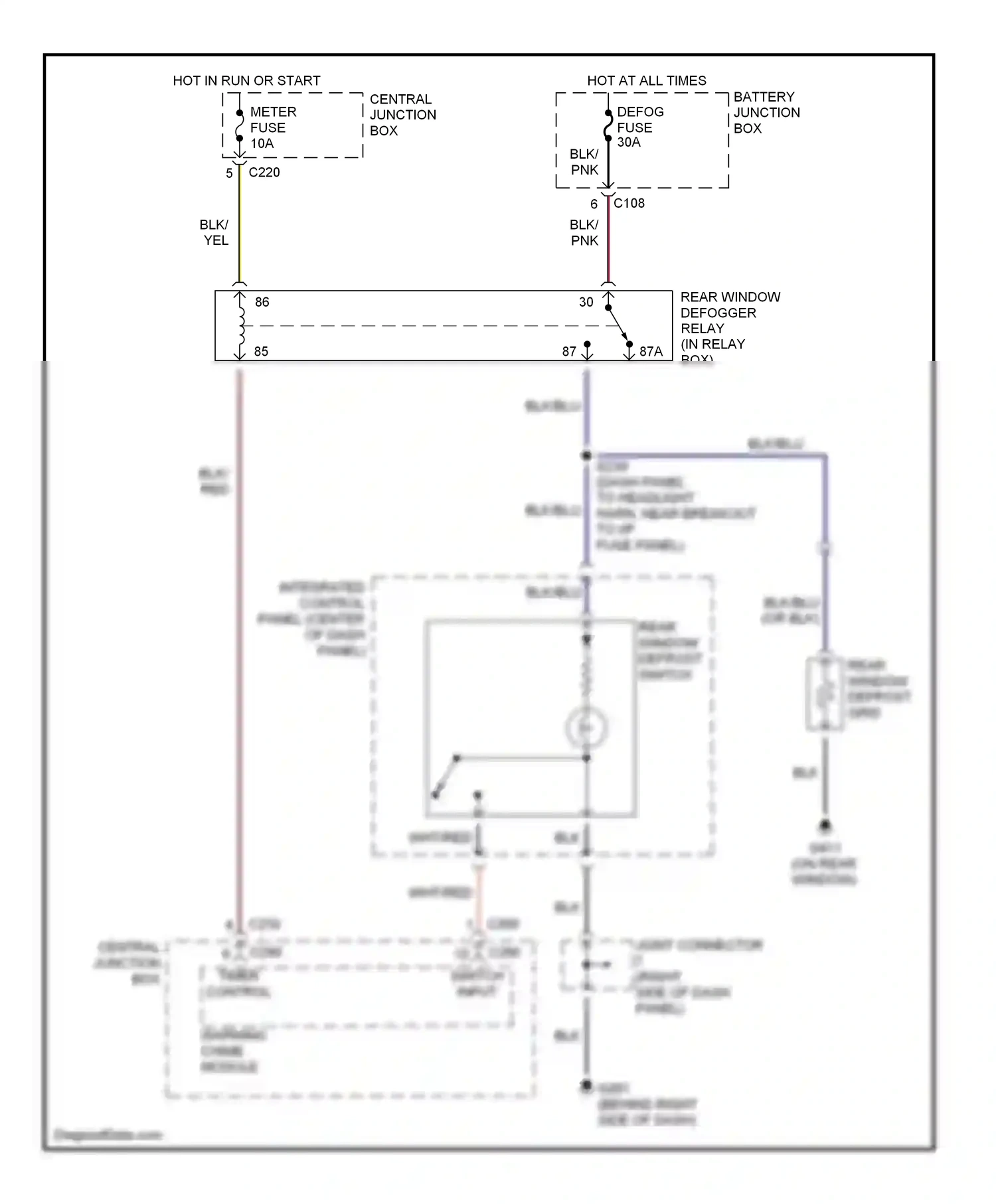 Ford Escort V facelift 2 (1995-2002) switch input wiring diagram  (1 of 1)
