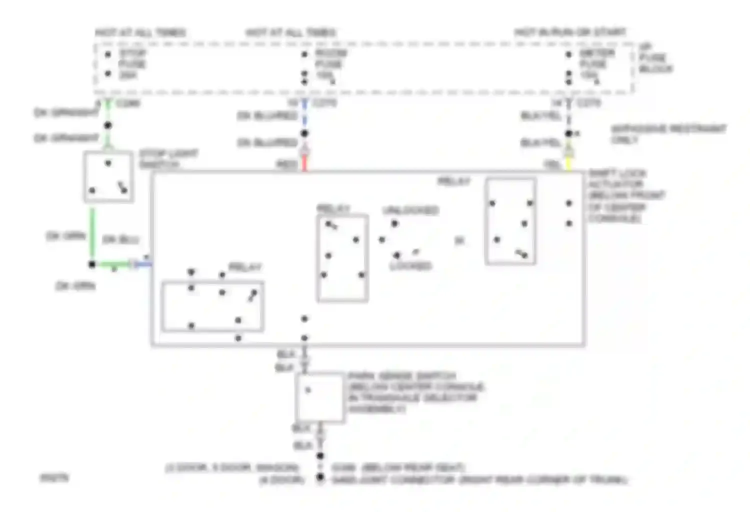 Escort Ford V facelift (1991-1996): Shift interlock circuit