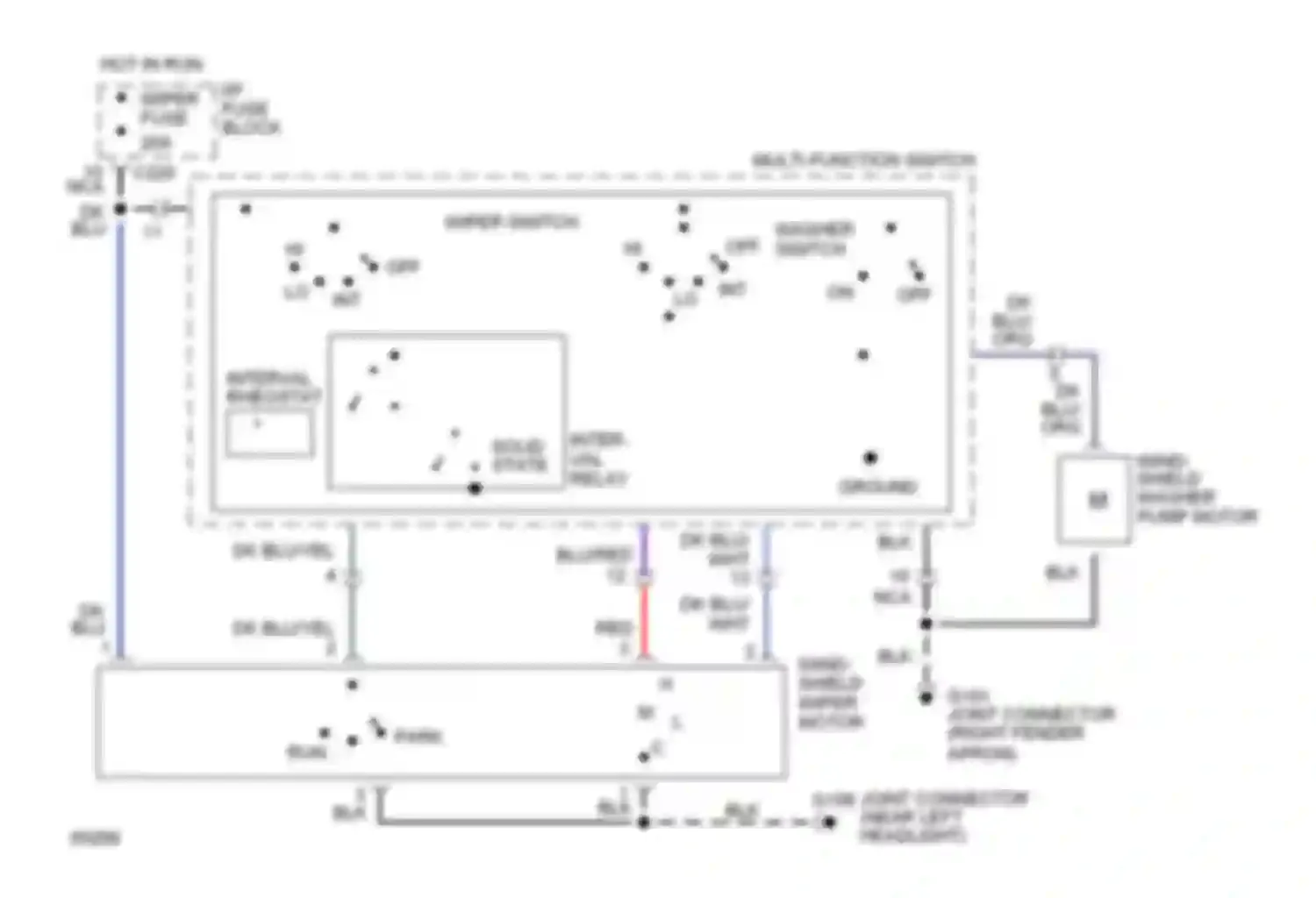 Escort Ford V facelift (1991-1996): Interval wiper/washer circuit