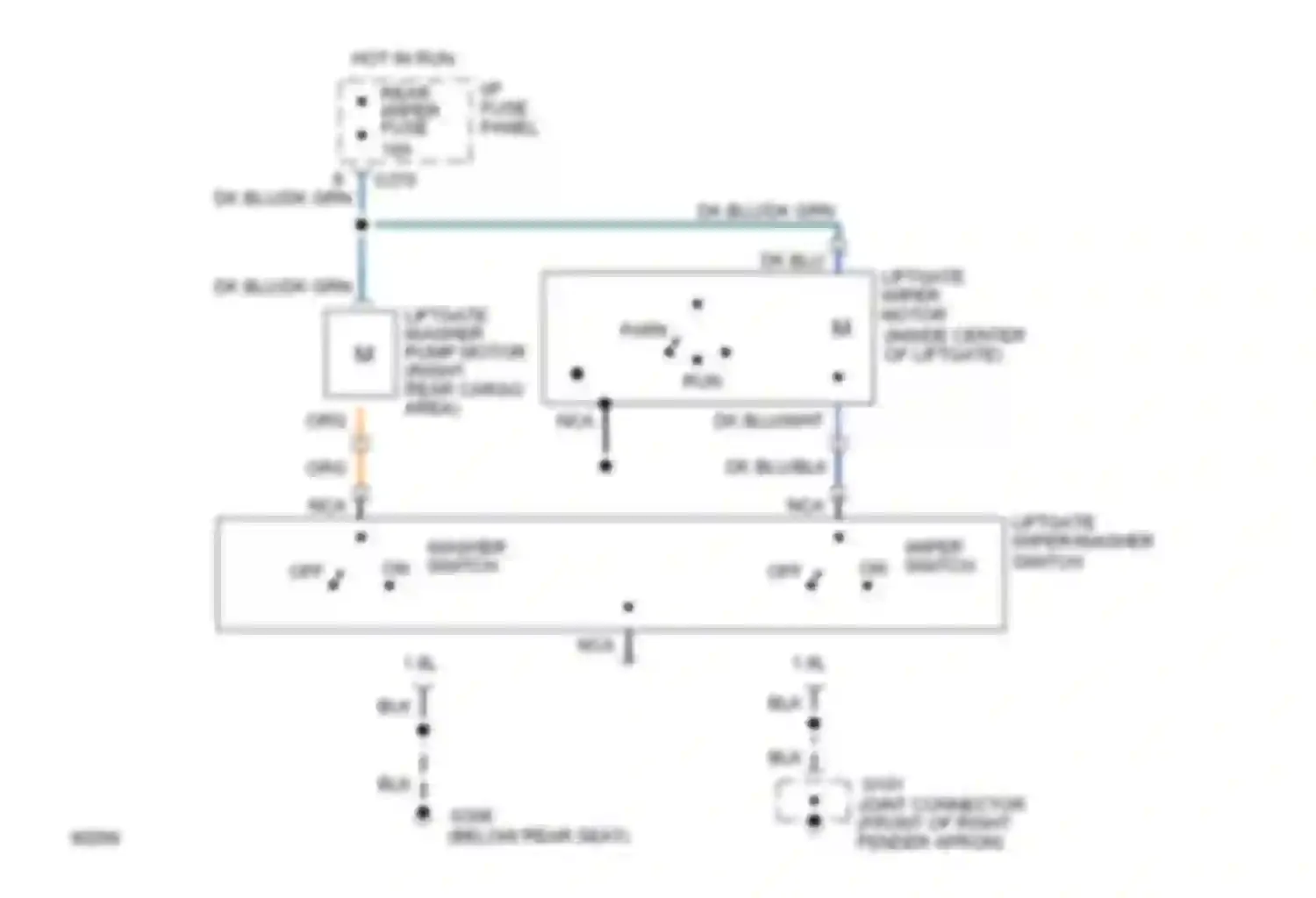 Escort Ford V facelift (1991-1996): Rear wiper/washer circuit