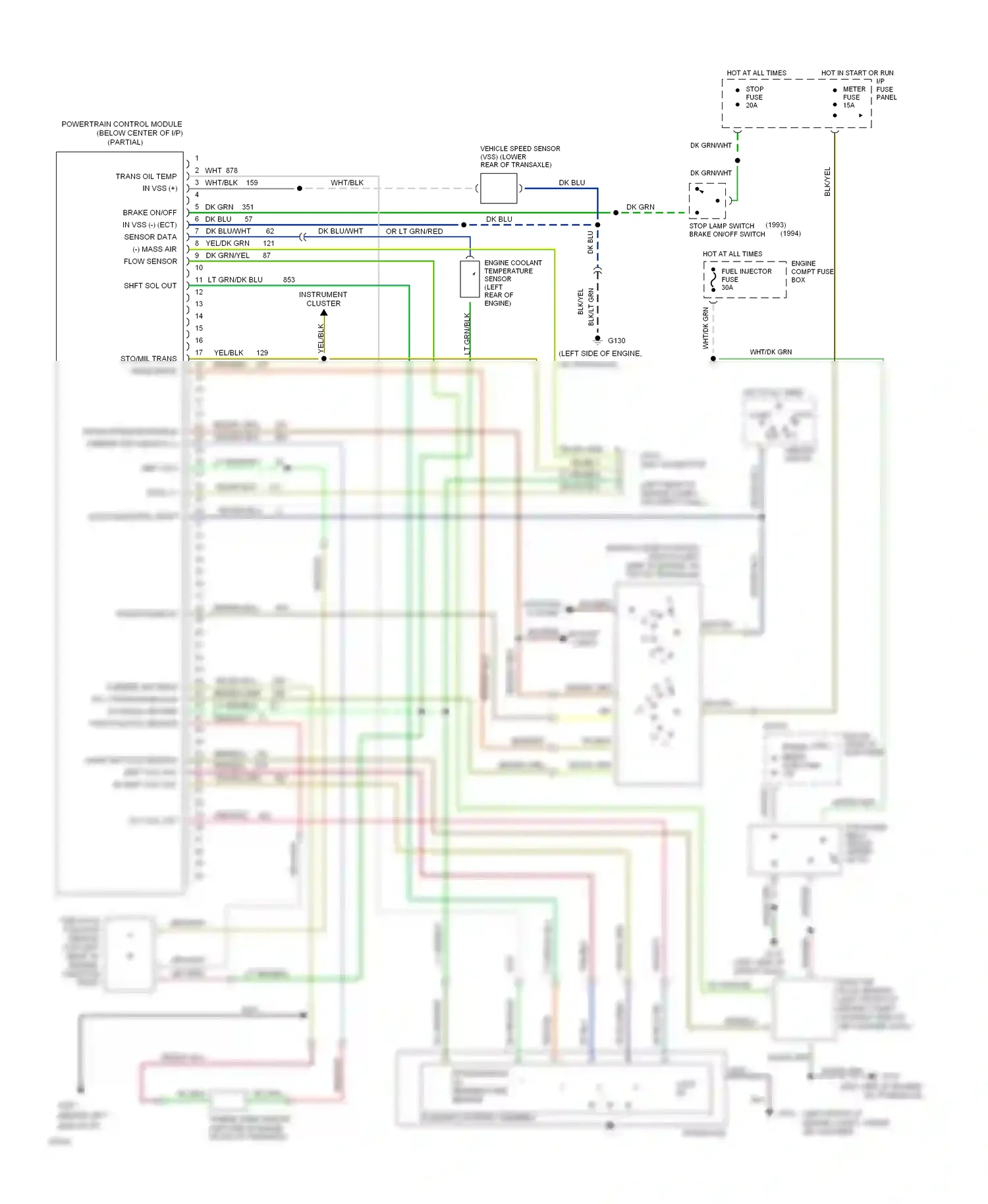 Ford Escort V facelift (1991-1996) data wiring diagram  (2 of 2)