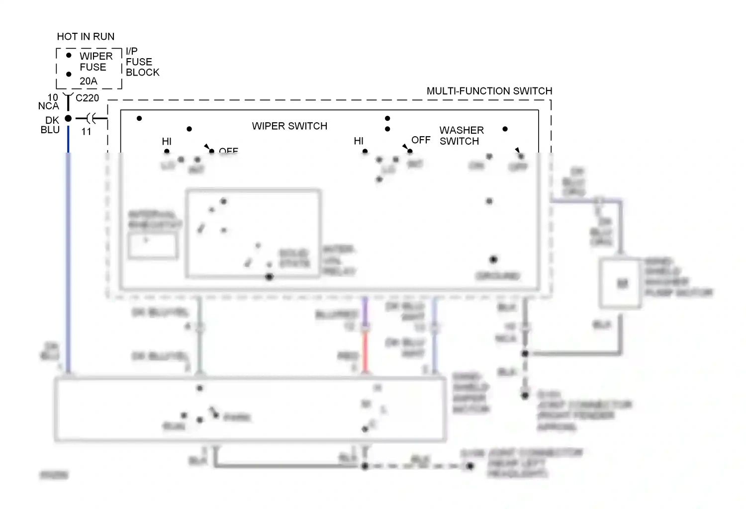 Ford Escort V facelift (1991-1996) multi- function switch wiring diagram  (6 of 6)