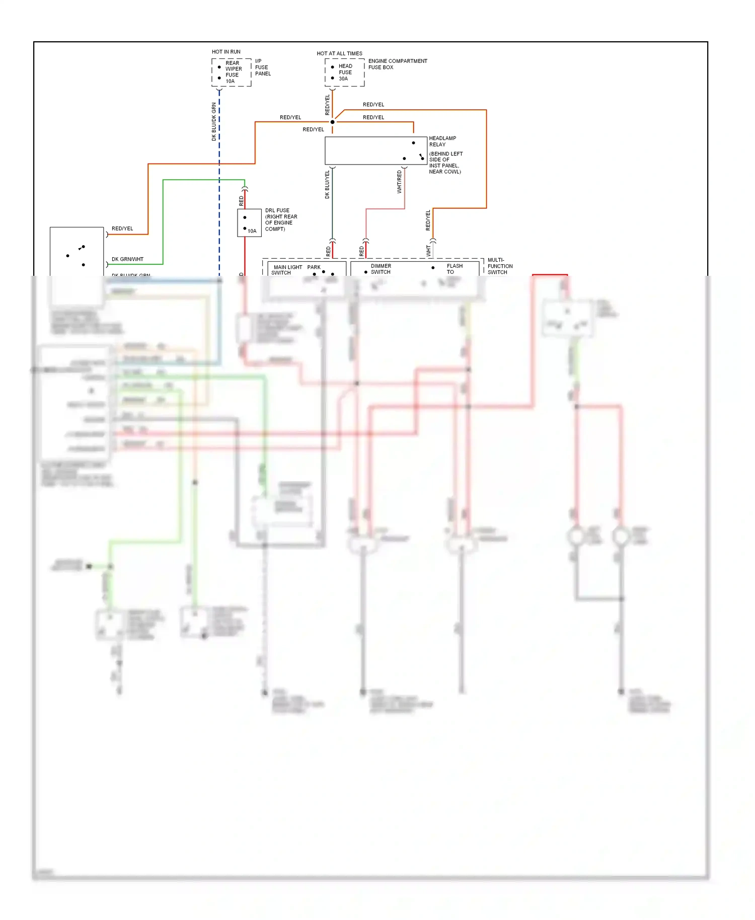 Ford Escort V facelift (1991-1996) multi- function switch wiring diagram  (3 of 6)
