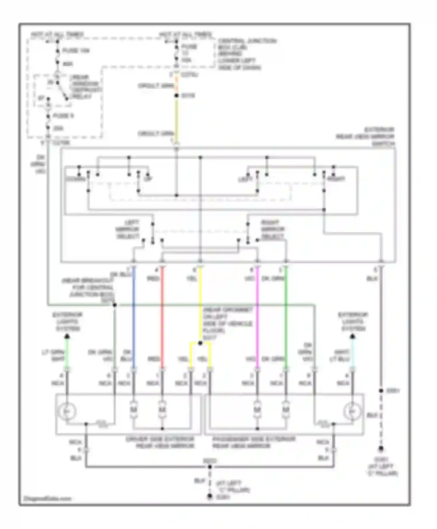 Excursion Ford I (1999-2005): Power mirrors circuit