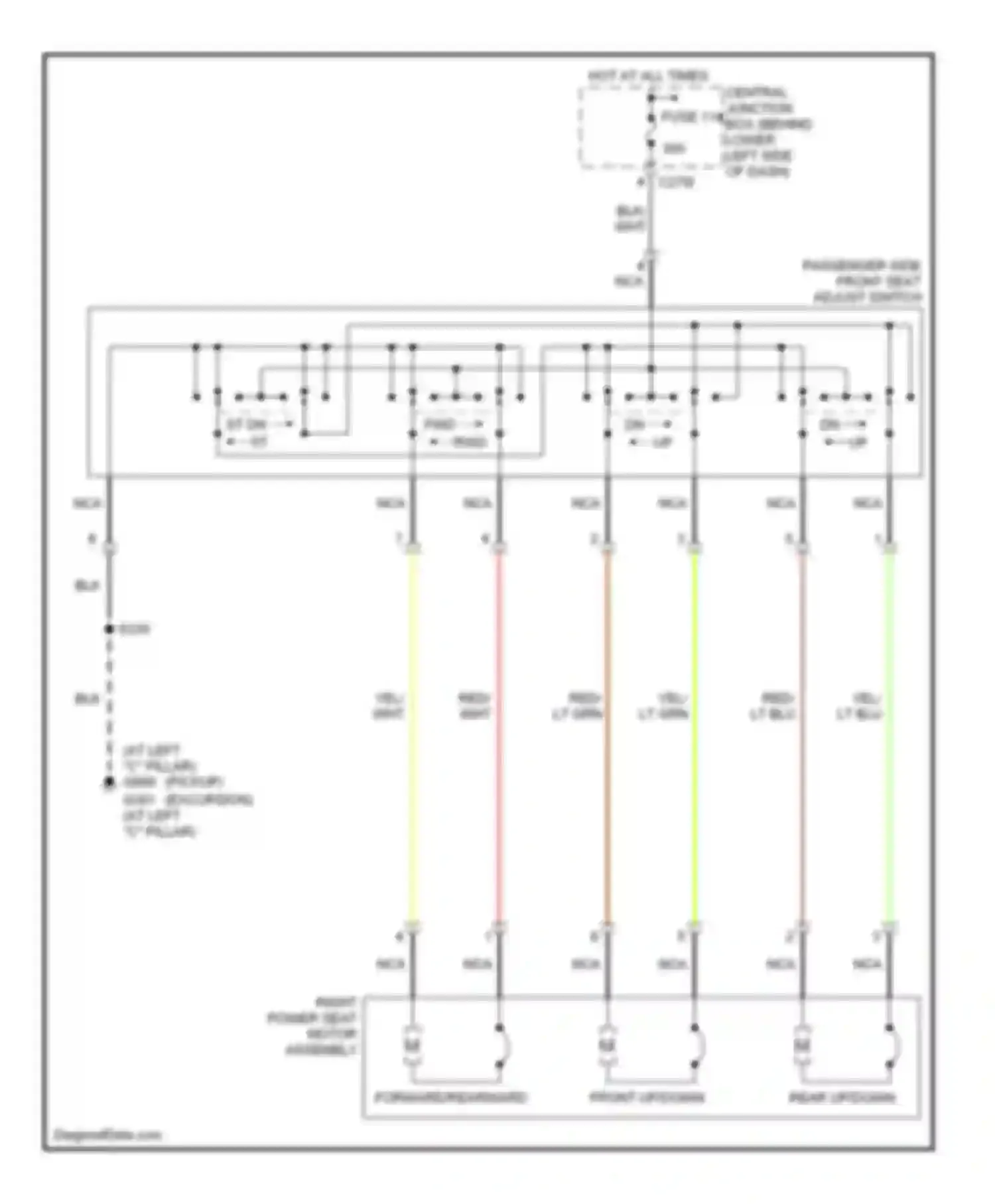 Excursion Ford I (1999-2005): Passenger power seat circuit