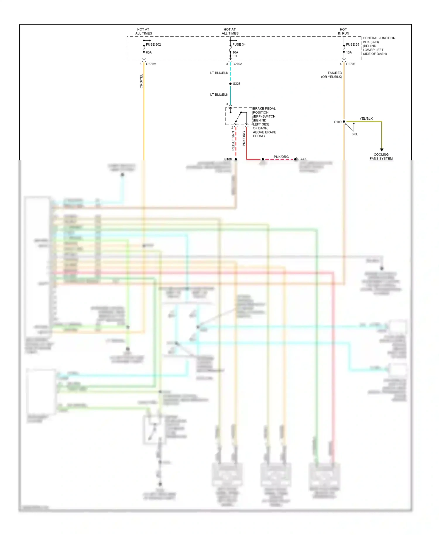 Ford Excursion I (1999-2005) abs control module (at left side of engine compt) wiring diagram  (1 of 5)