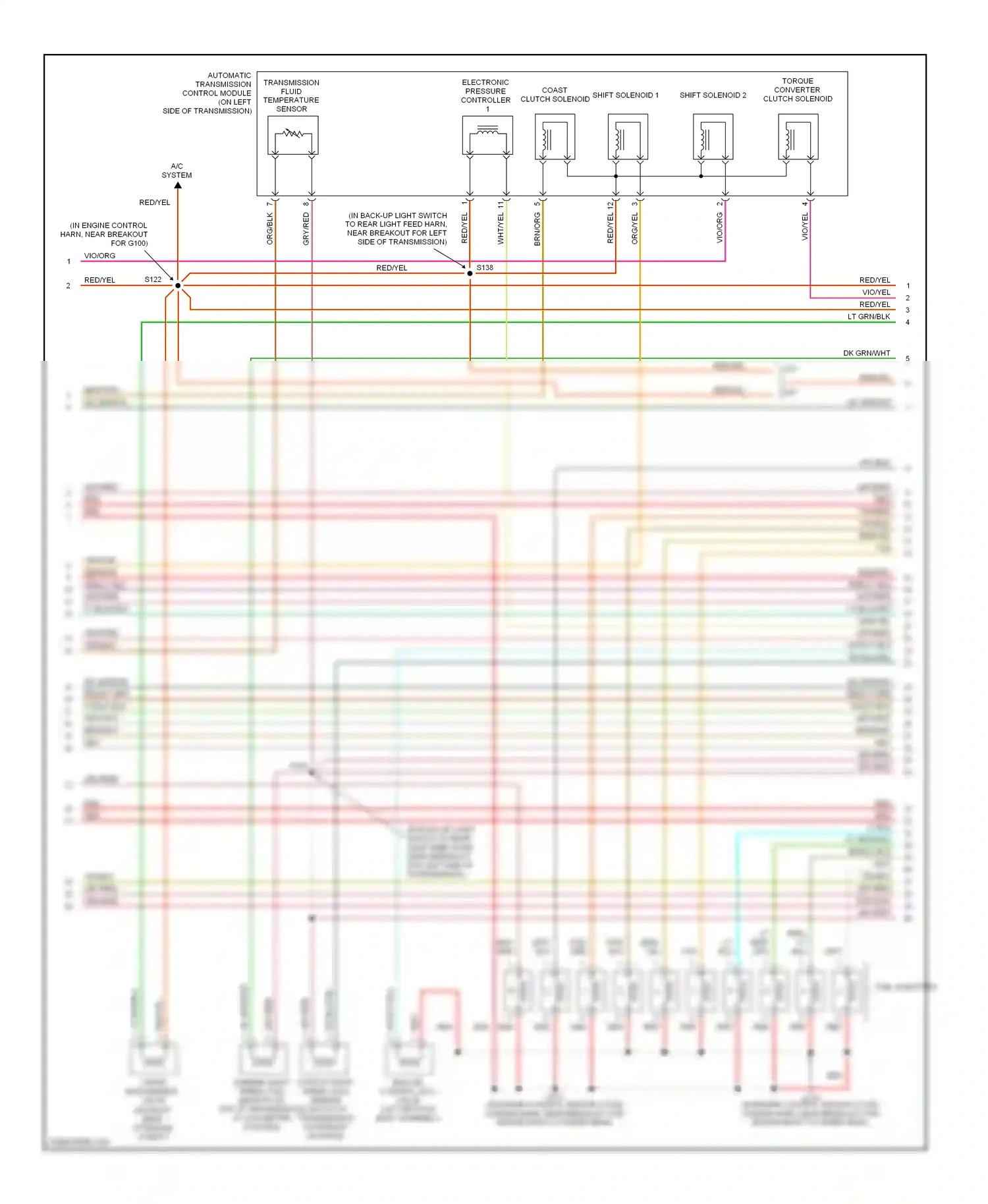 Ford Excursion I (1999-2005) automatic transmission control module (on left side of transmission) wiring diagram  (1 of 1)