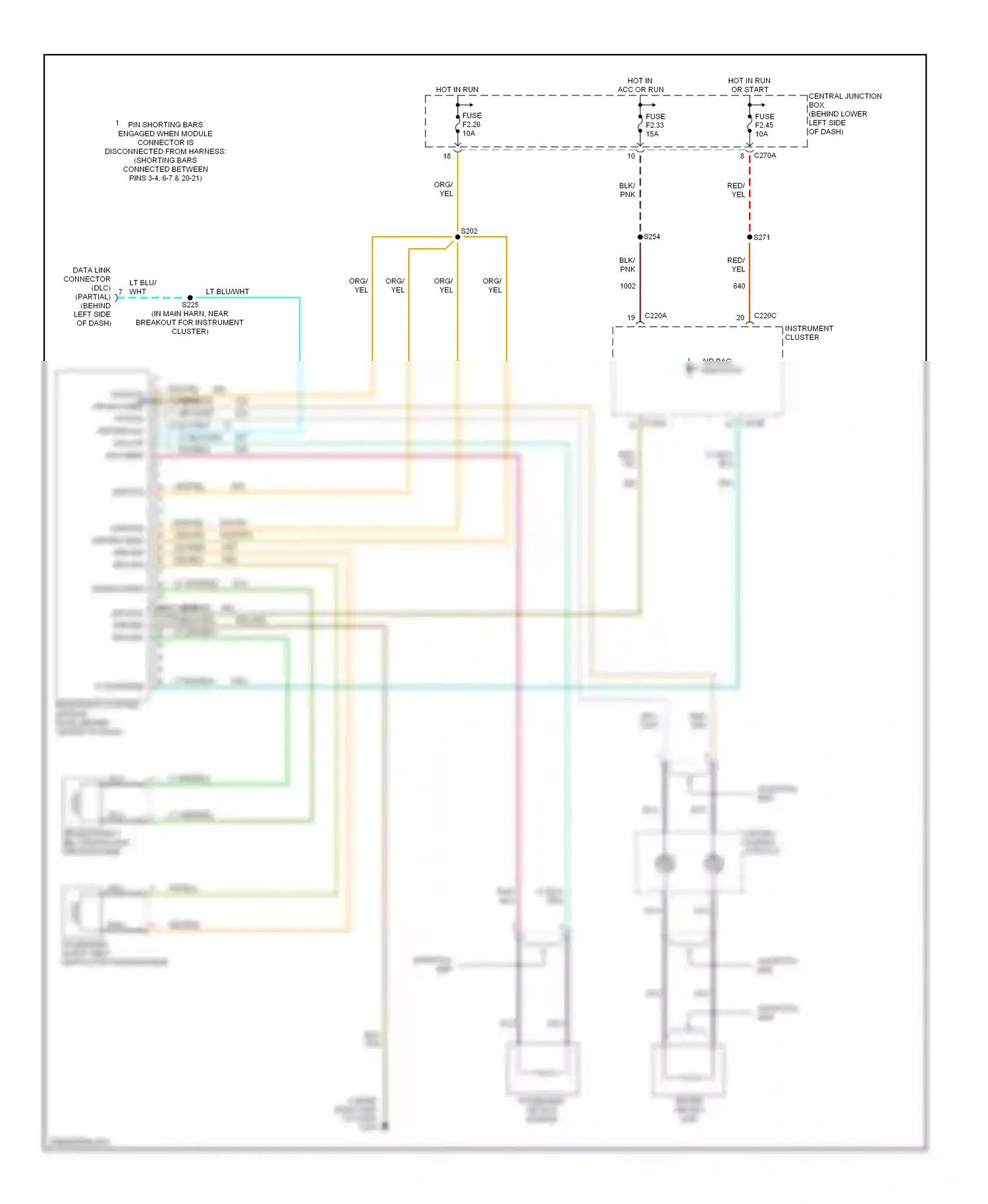 Ford Excursion I (1999-2005) data link connector (dlc) (partial) (behind left side of dash) wiring diagram  (1 of 1)