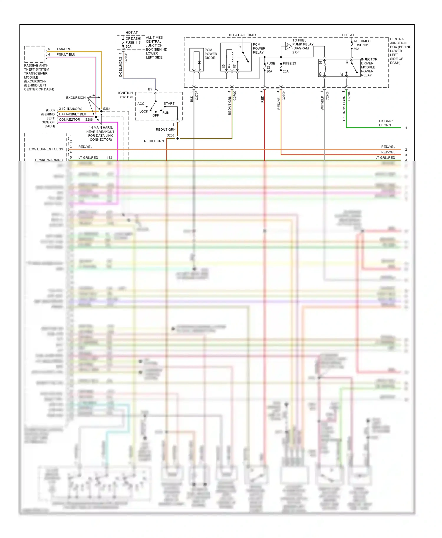 Ford Excursion I (1999-2005) digital transmission range (dtr) sensor (on left side of transmission) wiring diagram  (7 of 11)