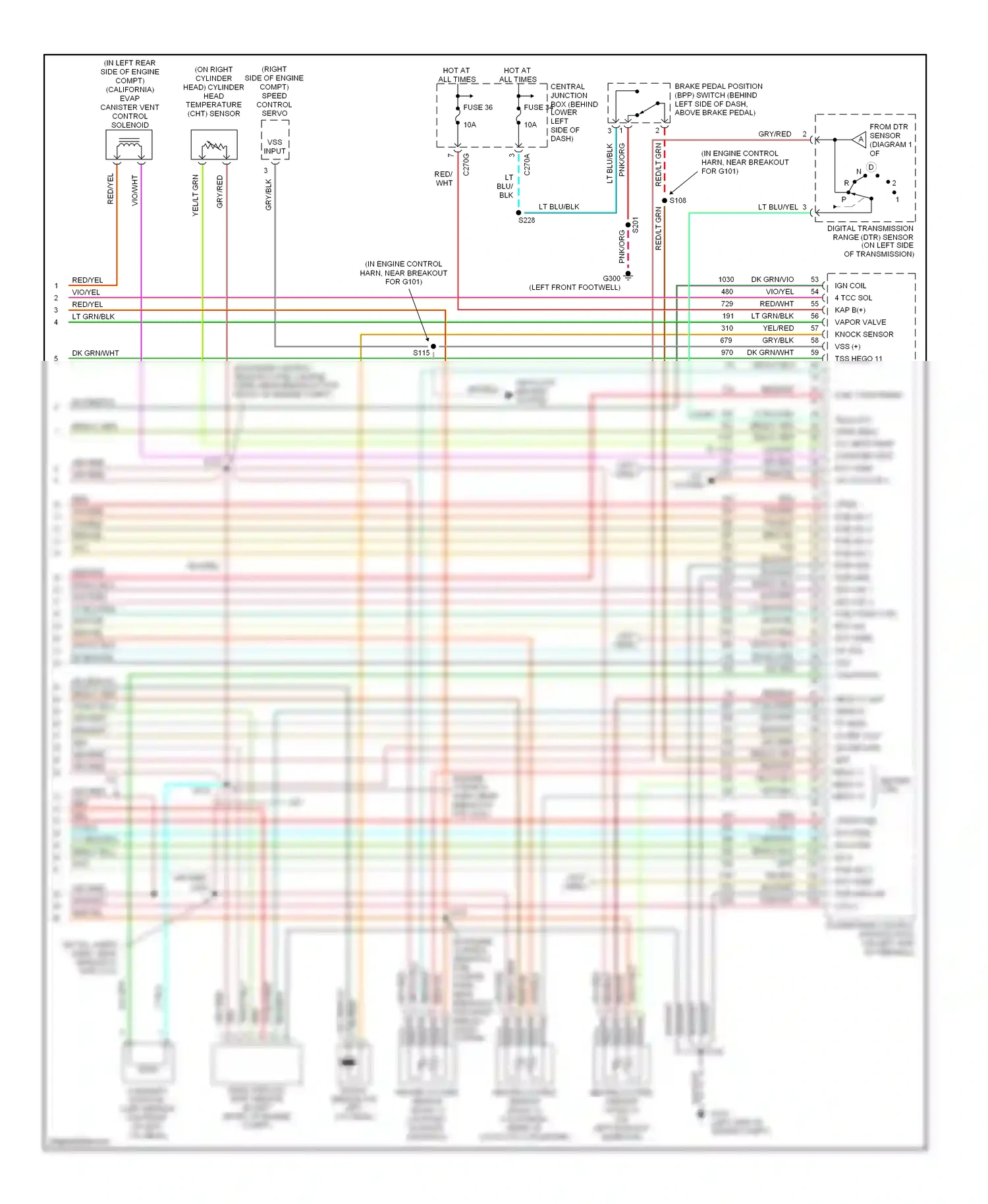 Ford Excursion I (1999-2005) digital transmission range (dtr) sensor (on left side of transmission) wiring diagram  (4 of 11)