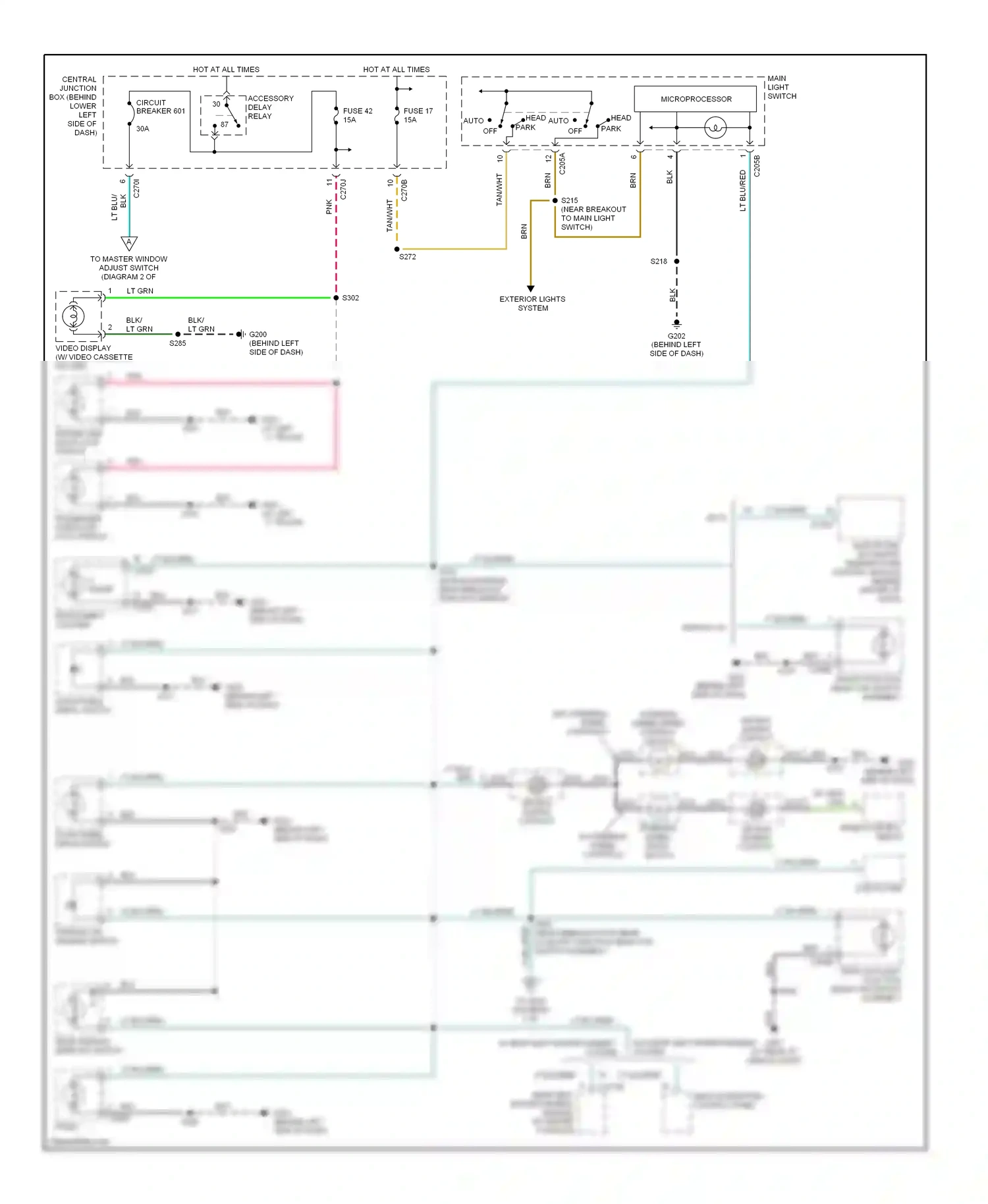 Ford Excursion I (1999-2005) electronic automatic temperature control module (behind center of dash) wiring diagram  (2 of 2)