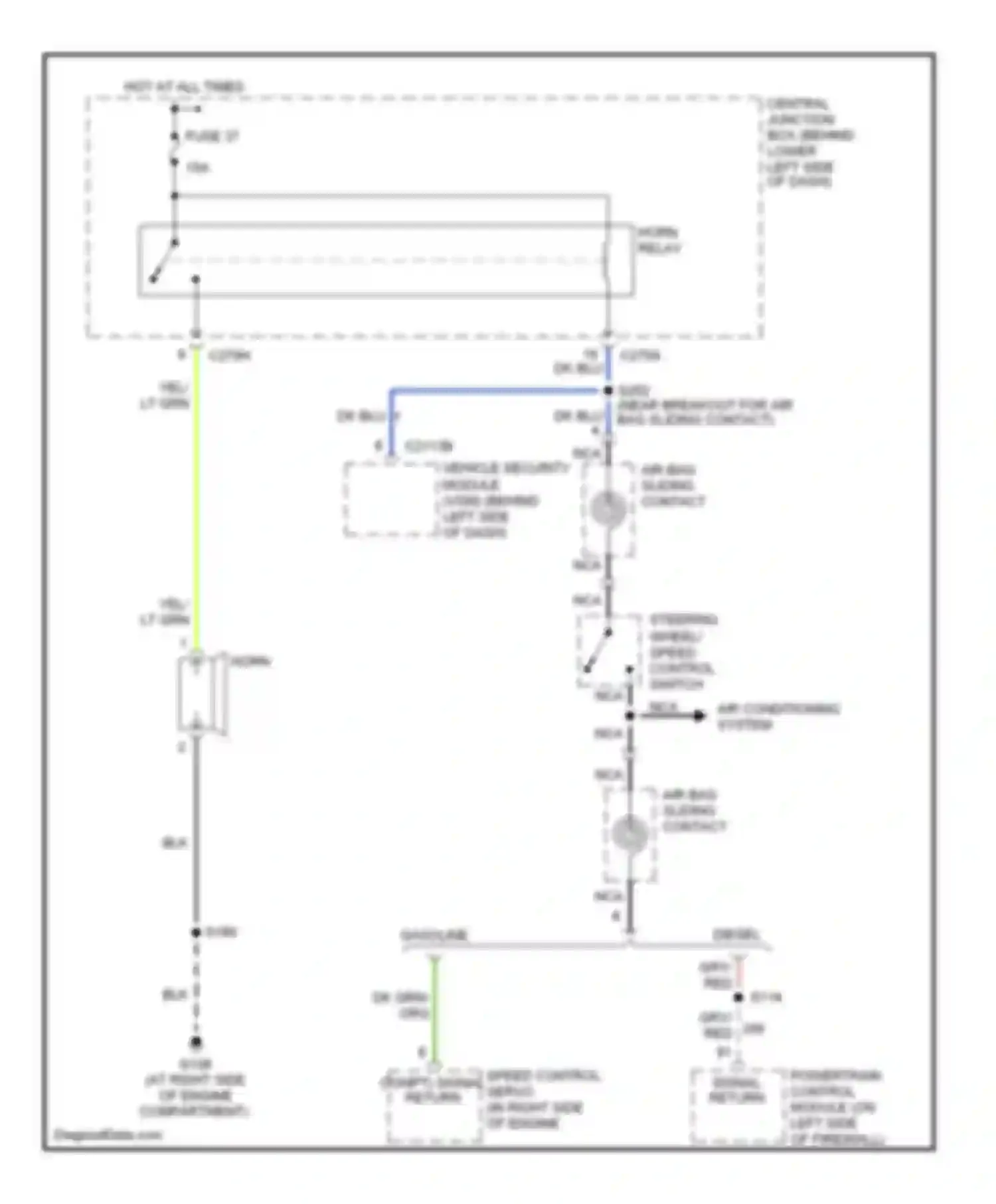 Wiring diagram horn relay for Ford Excursion I (1999-2005) (1 of 2)