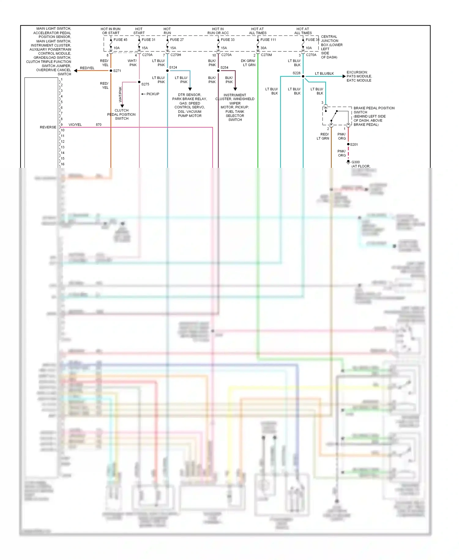 Ford Excursion I (1999-2005) (left side of engine compt) abs control module wiring diagram  (1 of 1)