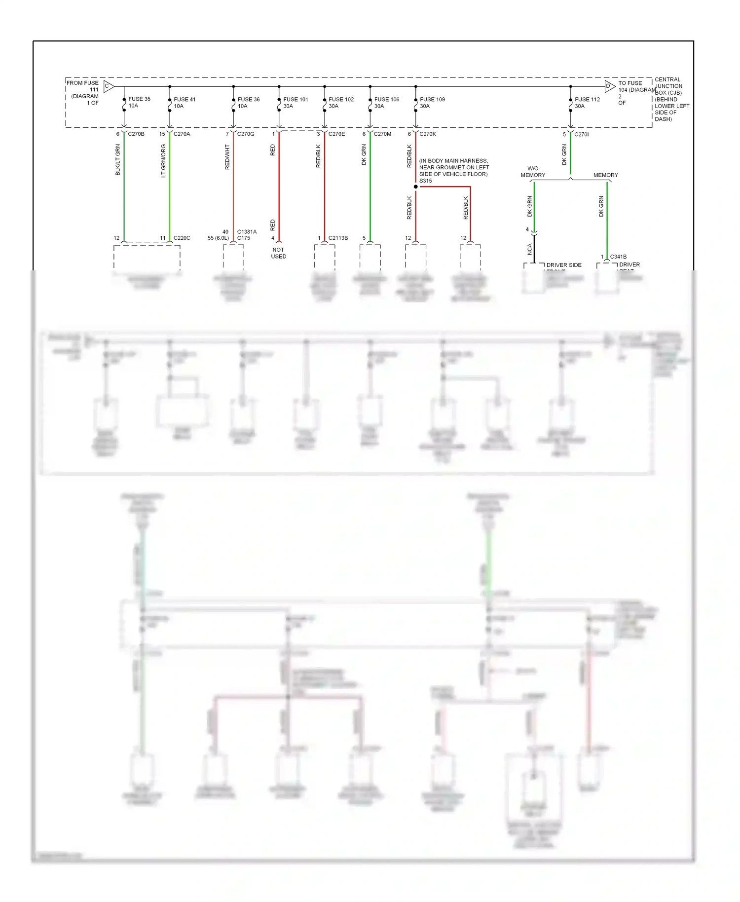 Ford Excursion I (1999-2005) memory wiring diagram  (1 of 1)