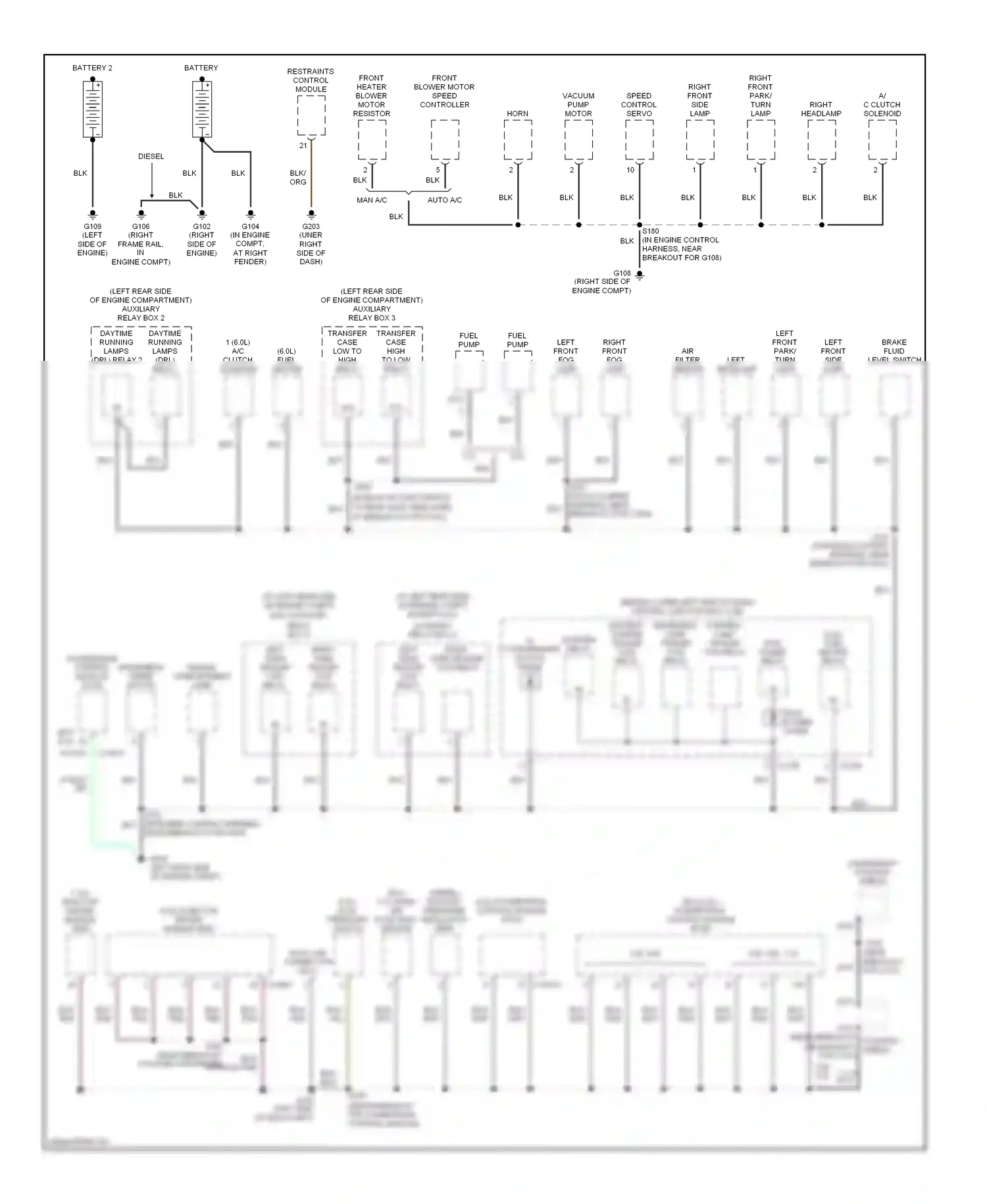 Ford Excursion I (1999-2005) (right frame rail, in engine compt) wiring diagram  (1 of 1)