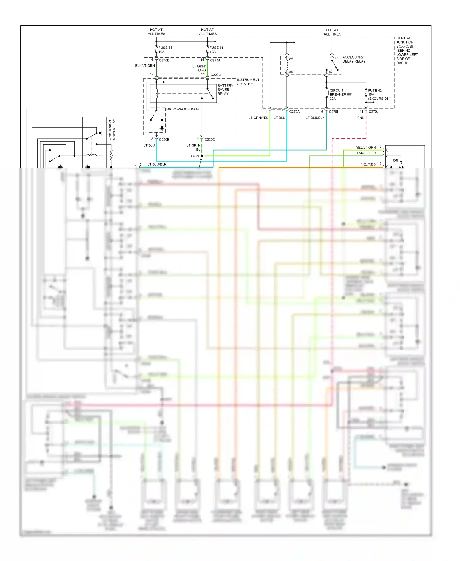 Ford Excursion I (1999-2005) tan/lt blu wiring diagram  (13 of 21)