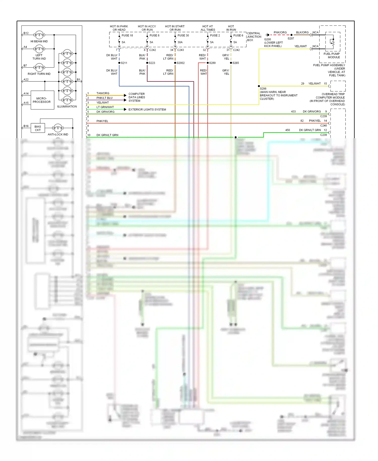 Ford Expedition I (1996-2002) clock wiring diagram  (2 of 3)