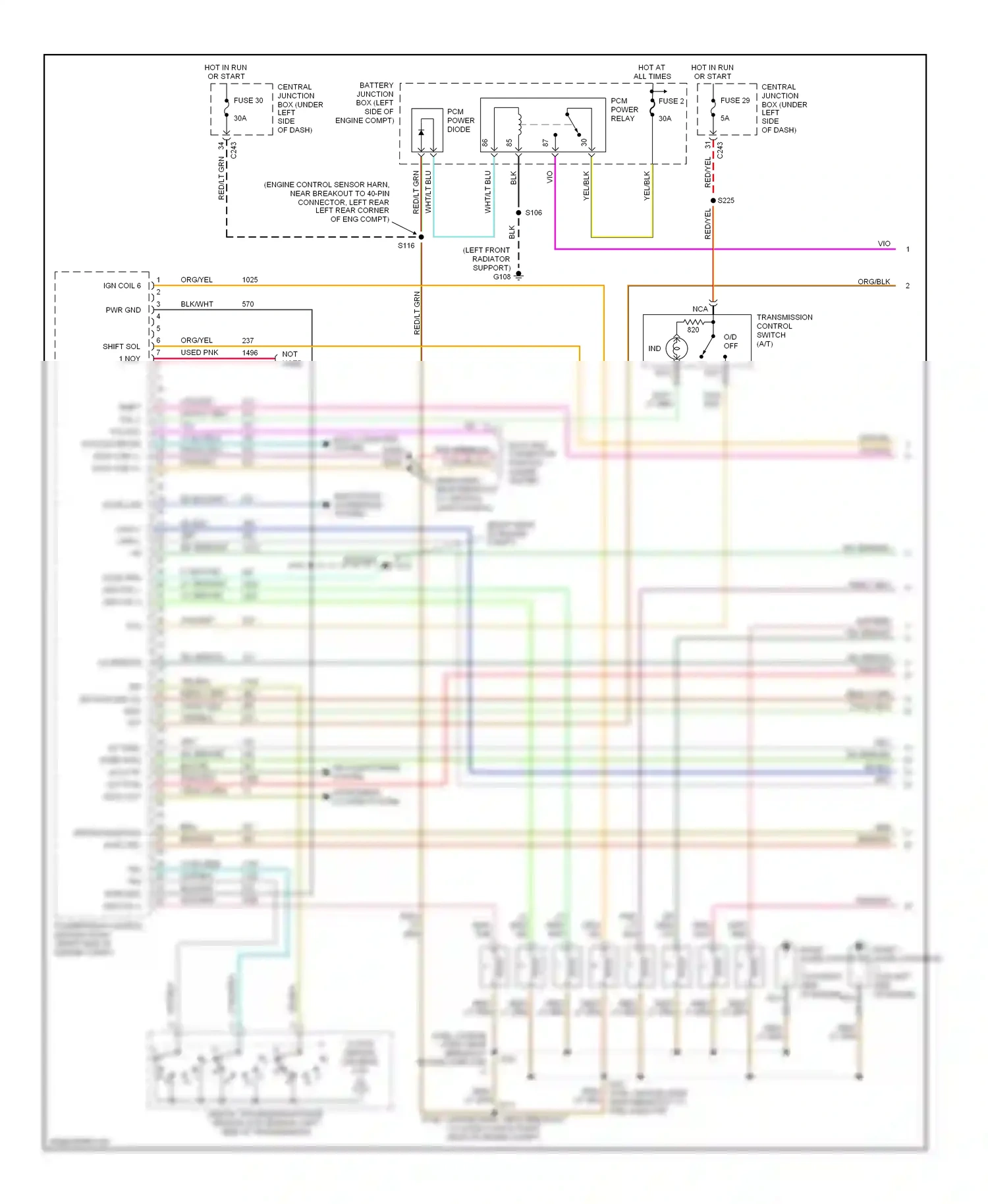 Ford Expedition I (1996-2002) digital transmission range sensor (dtr sensor) (left side of transmission) wiring diagram  (1 of 4)