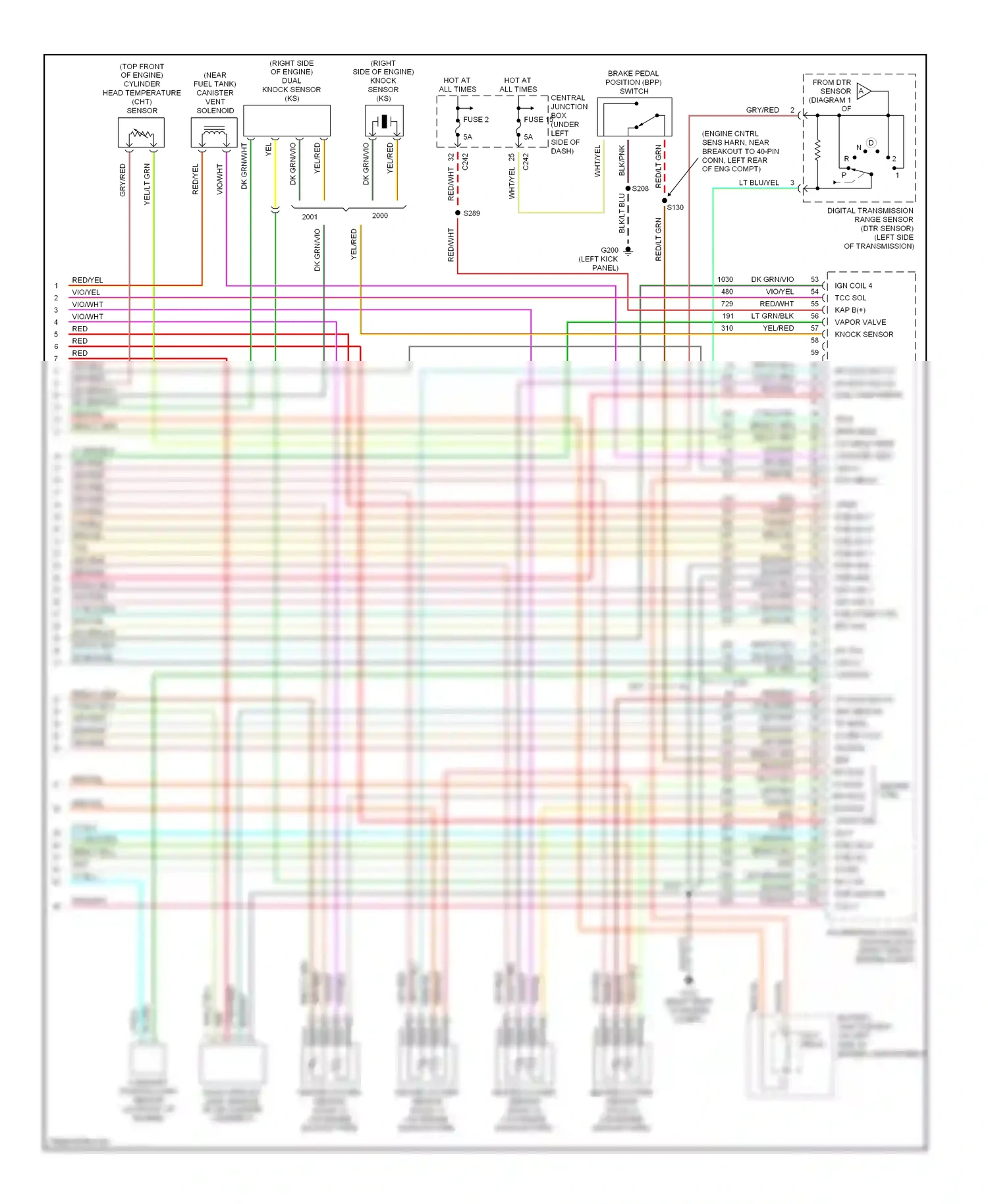 Ford Expedition I (1996-2002) digital transmission range sensor (dtr sensor) (left side of transmission) wiring diagram  (2 of 4)
