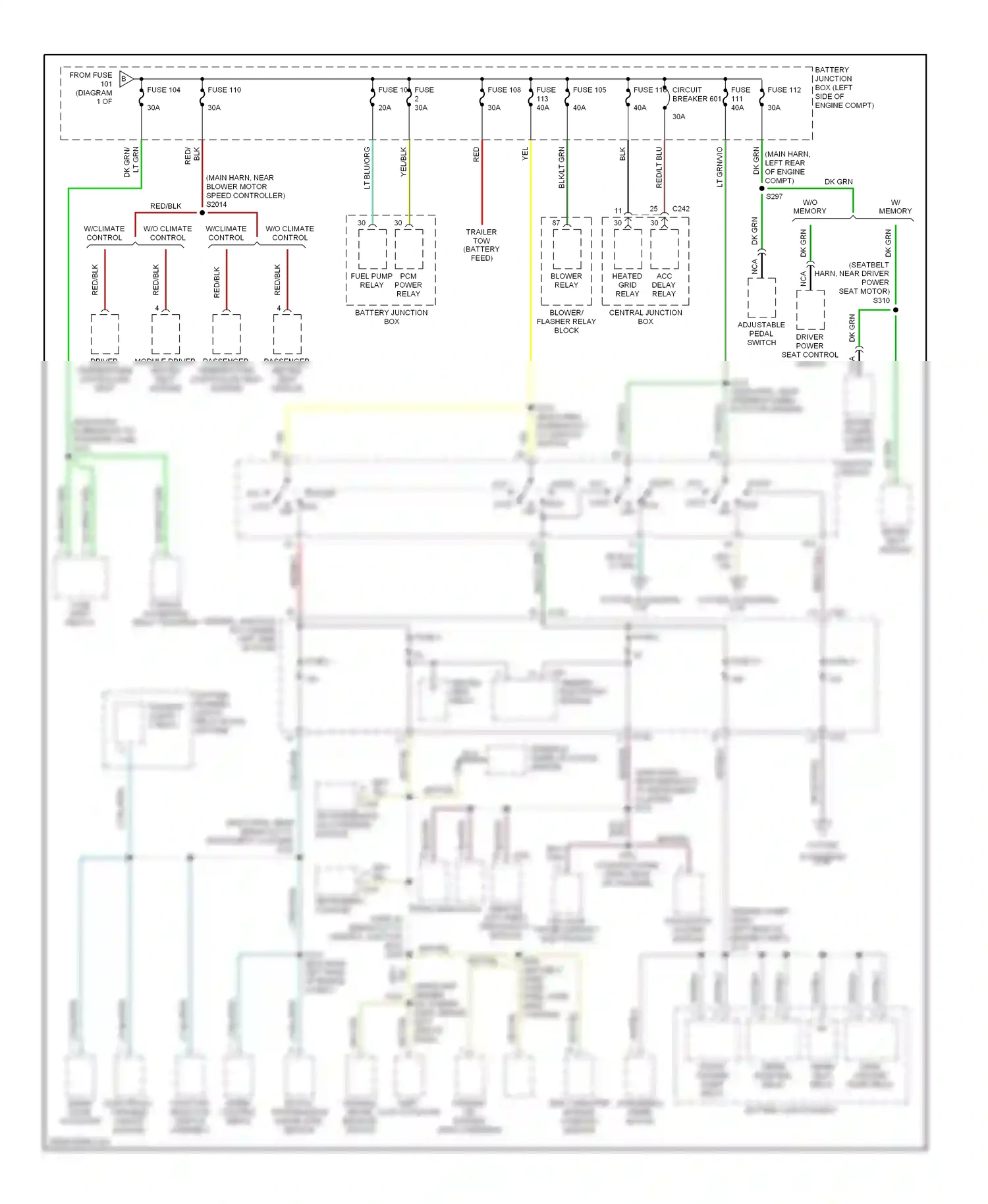 Wiring diagram driver power seat control switch for Ford Expedition I (1996-2002) (4 of 4)