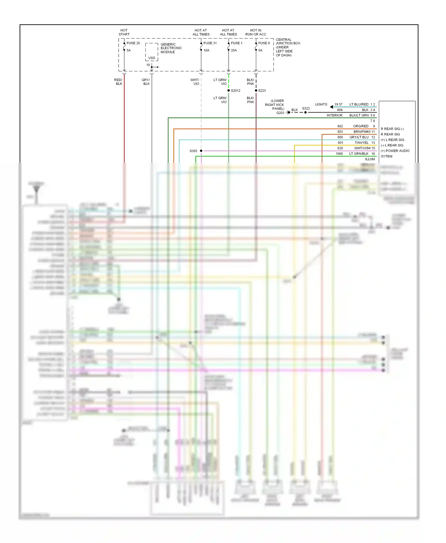 Wiring diagram interior lights for Ford Expedition I (1996-2002) (1 of 1)