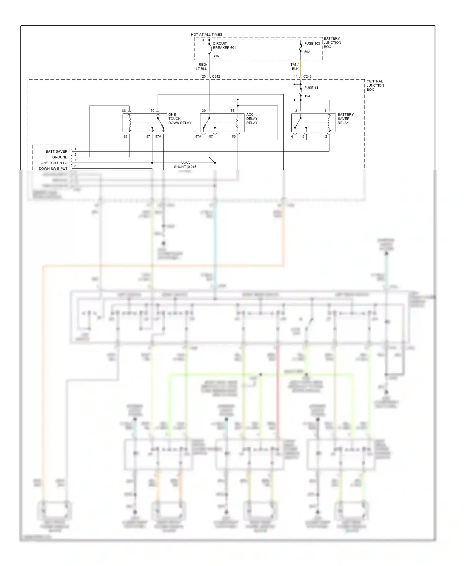 Wiring diagram left front power window switch for Ford Expedition I (1996-2002) (2 of 2)